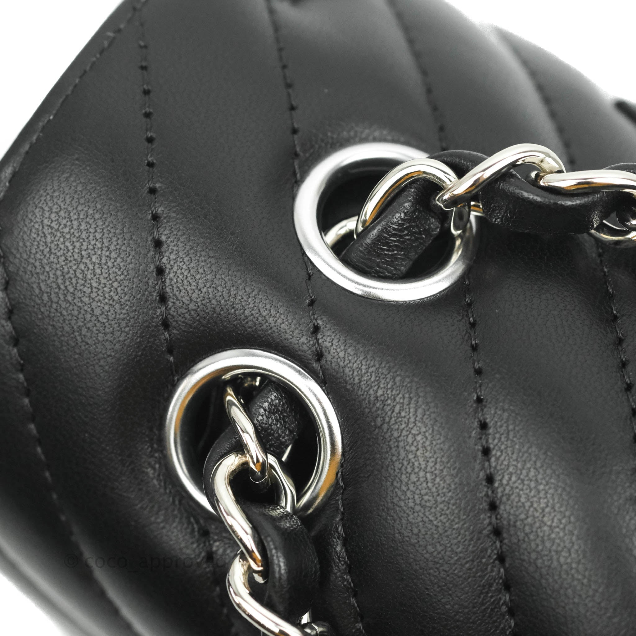 Chanel Classic M/L Medium Chevron Double Flap Bag - Black Lambskin Leather with Silver Hardware | Luxury Designer Handbag for Women, Perfect for Parties, Work & Everyday Use