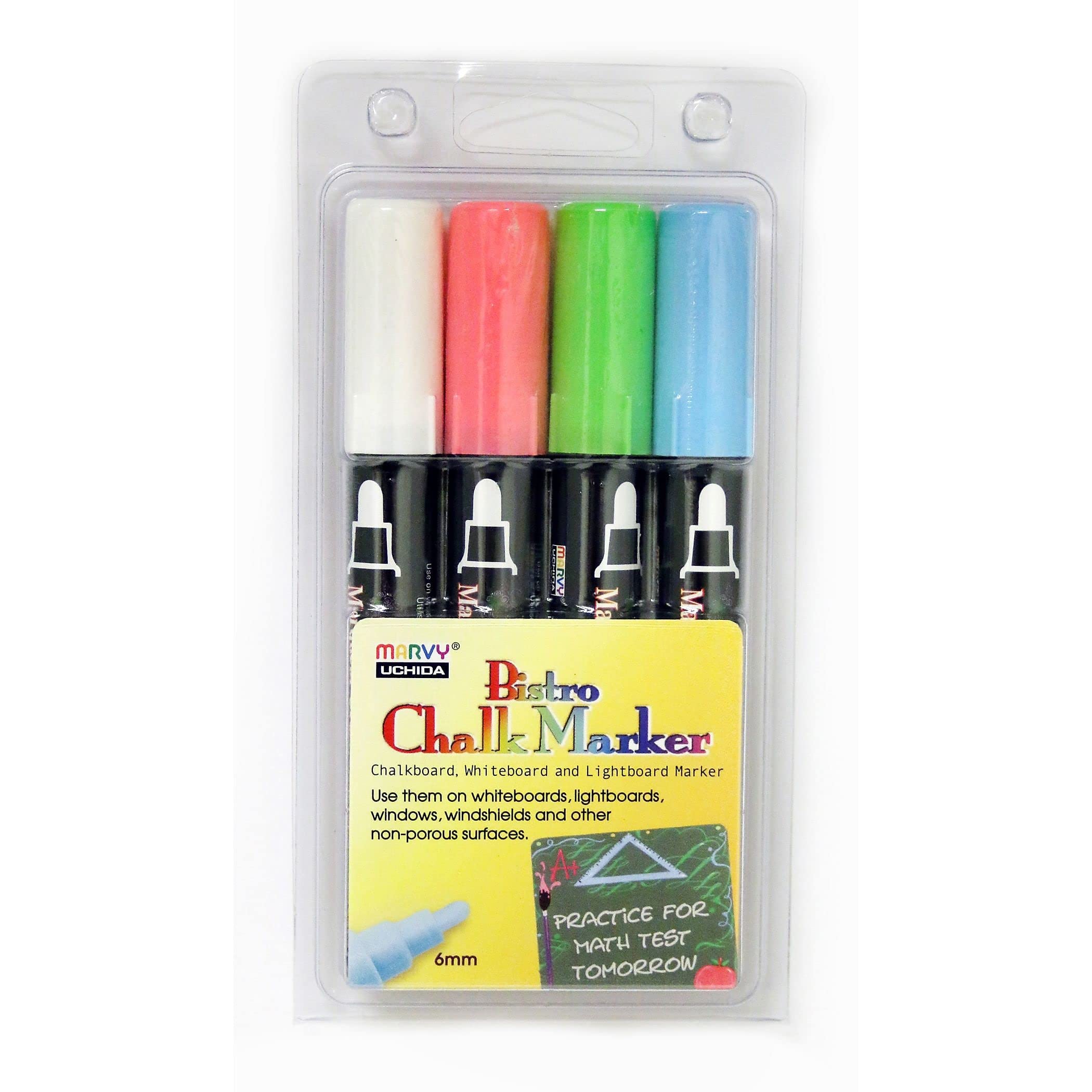 Uchida Bistro 4804ED Chalk Markers - 4 Vibrant Colors, Broad Tip for Bold Writing - Perfect for Restaurants, Cafes, Blackboards, and DIY Craft Projects