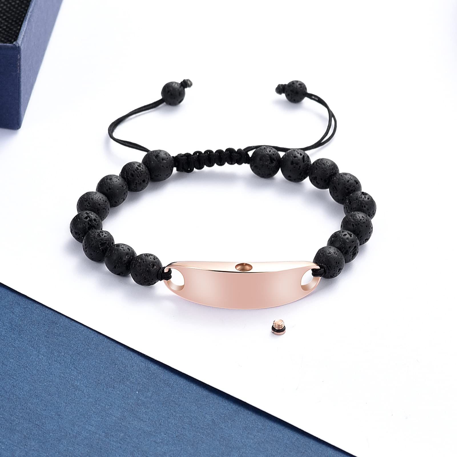 Cremation Urn Bracelet - Adjustable Lava Rock Ash Holder for Women & Men | Memorial Jewelry for Pets & Loved Ones
