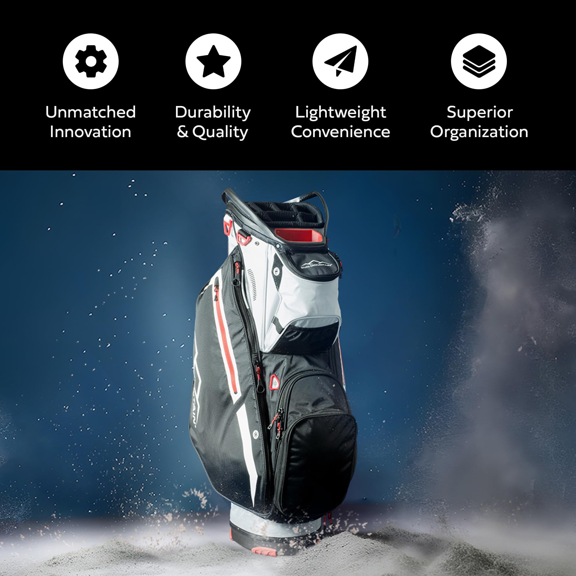Sun Mountain 2025 C-130 Hybrid Golf Bag - Lightweight Men's Cart Bag with 15 Full-Length Dividers & 9 Pockets | Durable Cart-Friendly Base for Golf Carts | Perfect for Club Protection & Easy Access on the Course