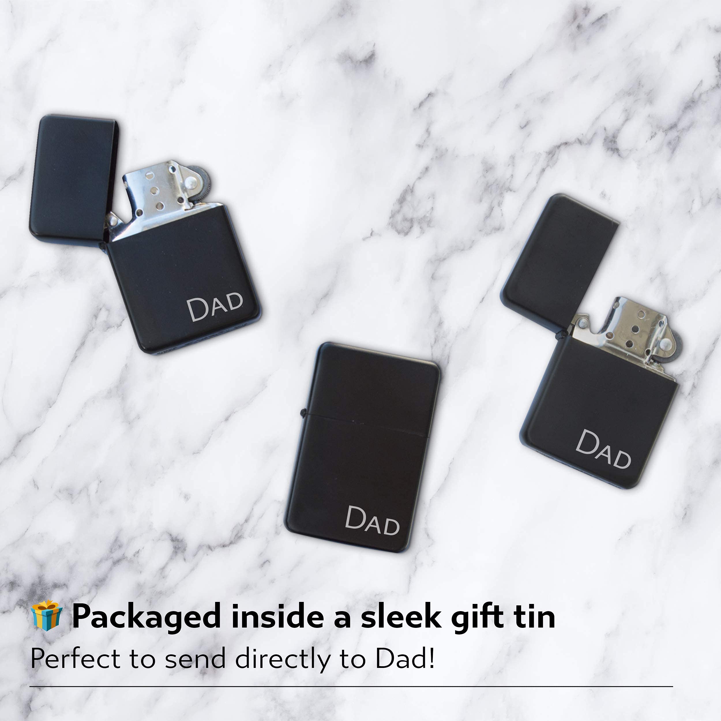 Engraved Matte Black Refillable Flip Top Cigar Lighter - Perfect Gift for Dad, Men, Husband | Ideal for Cigars, Smoking, BBQ, Camping & Outdoor Activities