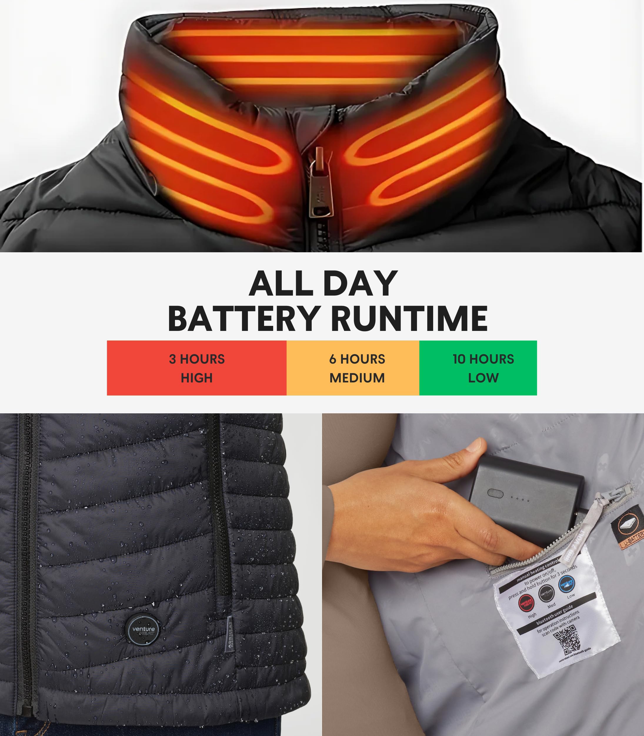 Women's Heated Vest with Rechargeable Battery - 4 Zone Heating, Bluetooth App Control, Winter Insulated Puffer Jacket for Outdoor Activities, Hiking & Cold Weather