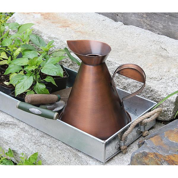 Galvanized Metal Tray with Rope Handles - Rustic Farmhouse Serving Tray for Kitchen, Dining, or Outdoor Picnics