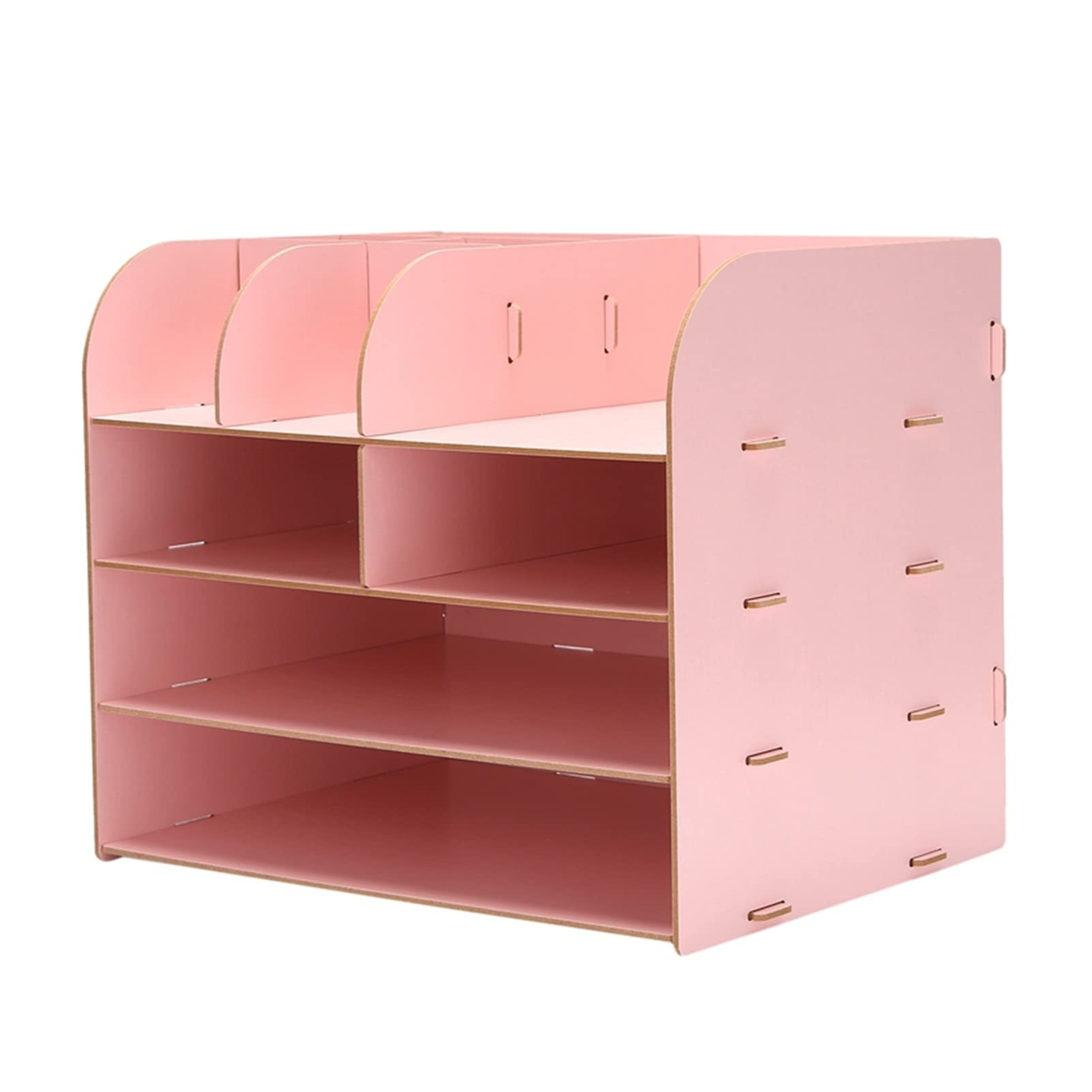 ZQALOVE 4-Layer Wooden Desktop File Organizer - A4 Paper Storage Tray, Office Supplies Container for Documents & Folders - Perfect for Home Office, School, and Workspace Organization (Assembled, Color 4)