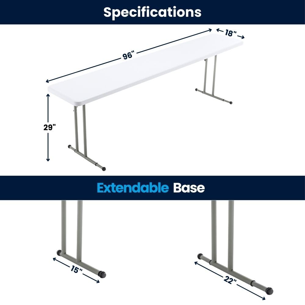 BTEXPERT 2-Pack 8-Foot Folding Training Tables - 96