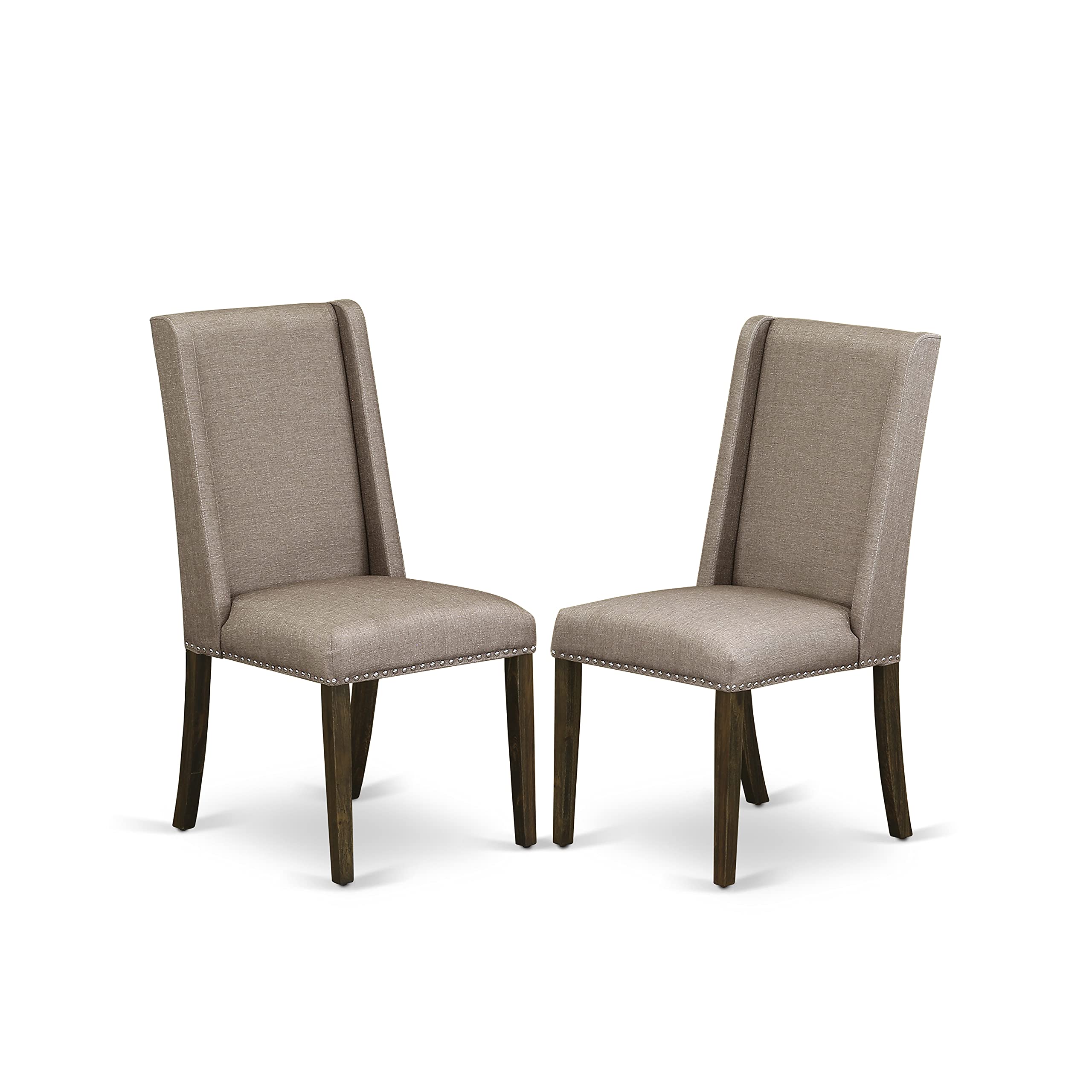 East West Furniture X797FL716-5 5-Piece Dining Room Set - 40x72 Inch Rectangle Kitchen Table with X-Legs & 4 Dark Khaki Linen Fabric Chairs - Perfect for Small Spaces, Breakfast Nooks & Cozy Family Meals