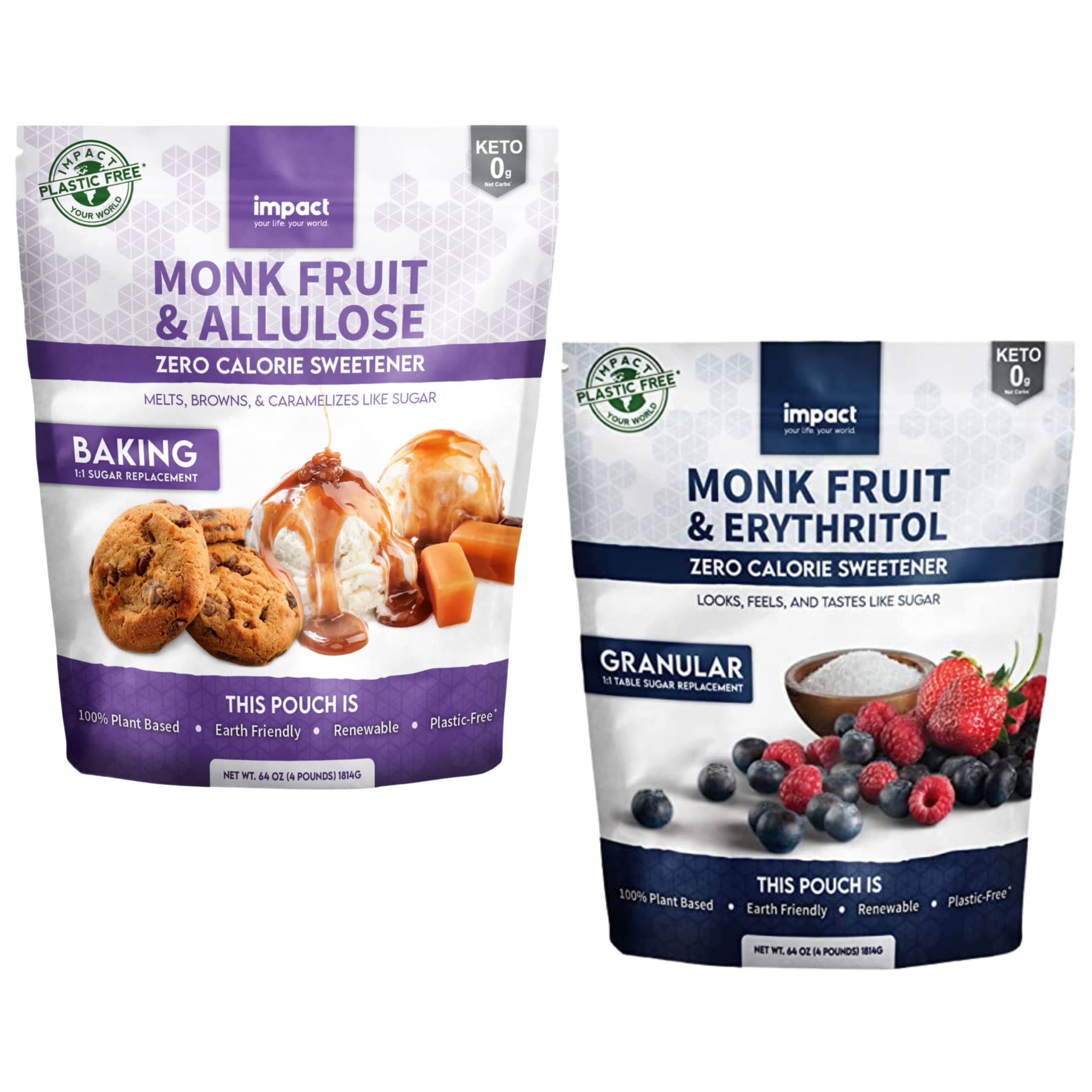 Monk Fruit Allulose & Erythritol Sweetener - Zero Calorie Keto Sugar Substitute, 4lb Plastic-Free Packaging - Perfect for Baking, Coffee & Low-Carb Diets