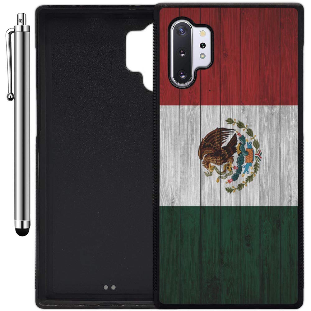 Custom Galaxy Note 10 Plus Case with Mexico Flag Design - Wood & Rubber Edge-to-Edge Protective Cover | Ultra Slim & Lightweight | Includes Stylus Pen by Innosub | Perfect for Travel, Work & Everyday Use