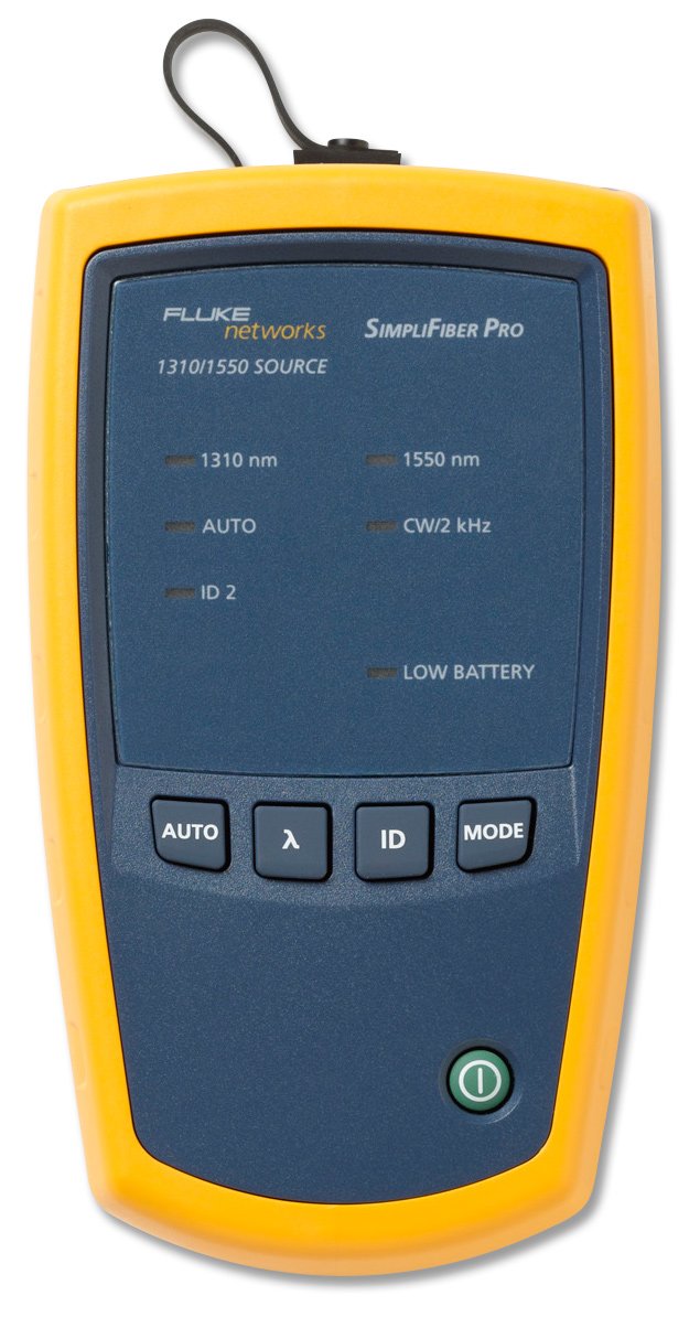 Fluke Networks SFSINGLEMODESOURCE SimpliFiber Pro Singlemode 1310/1550nm Laser Light Source for Fiber Optic Testing & Network Maintenance