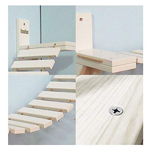 La La Pet® Wall-Mounted Cat Ladder & Bridge - Wooden Cat Perch with 2 Fixed Brackets, Hammock & Condo - Multi-Level Kitty Activity Furniture & Climbing Tower for Indoor Cats - Perfect for Small Spaces & Cat Play Areas
