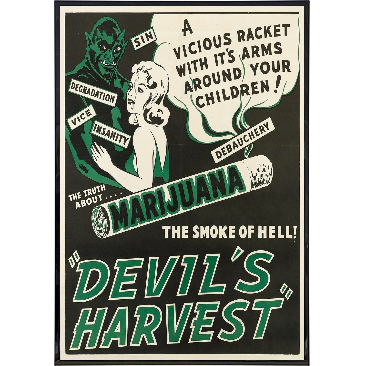 Devil's Harvest Smoke of Hell Print T-Shirt - Gothic Horror Graphic Tee for Men & Women - Perfect for Halloween, Concerts, and Dark Fashion Enthusiasts
