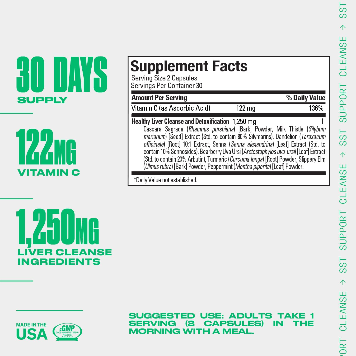 PERFORMIX SST Support Cleanse Non-Stimulant Liver Detox 60 Capsules - Milk Thistle & Turmeric Formula for Liver Health & Digestion - Supports Detox, Metabolism & Regularity - Ideal for Post-Workout Recovery & Daily Wellness Routine