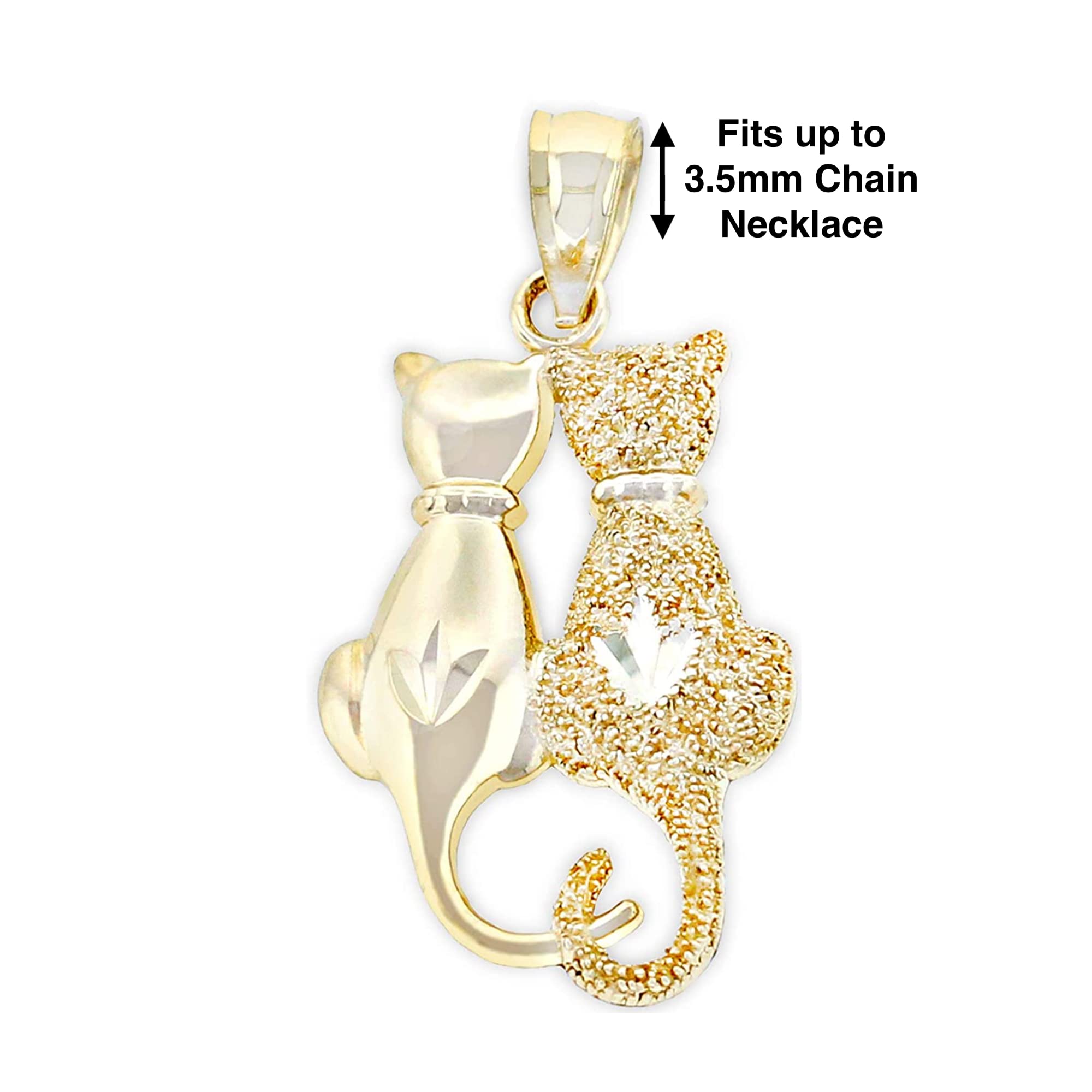10K Solid Gold Sitting Cats Charm Pendant - Elegant Cat Jewelry for Necklace, Bracelet & Gift Giving