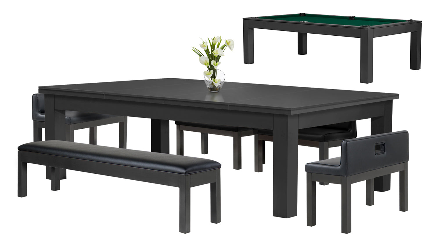 Baylor II 8 Foot Pool Table Dining Collection - Modern Series | Convertible Game & Dining Table for Home, Bar & Game Room