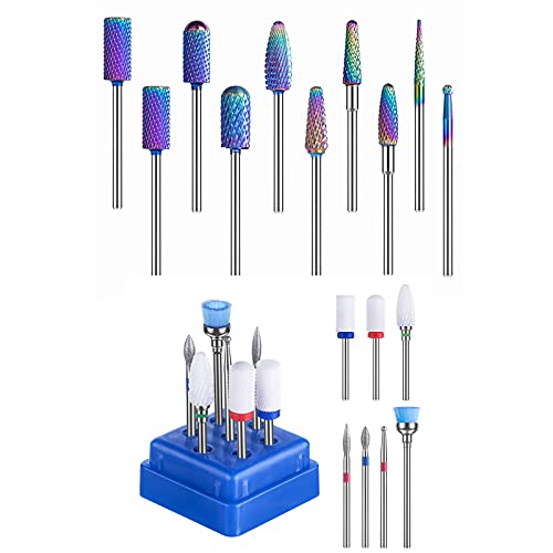 MelodySusie 10pcs Tungsten Carbide Nail Drill Bits Set for Professional & Home Manicure - 3/32 inch Nail E-file Bits for Acrylic & Gel Nails Removal - Perfect for Salon & DIY Nail Care (Great for French Tips, Nail Art & Pedicures)