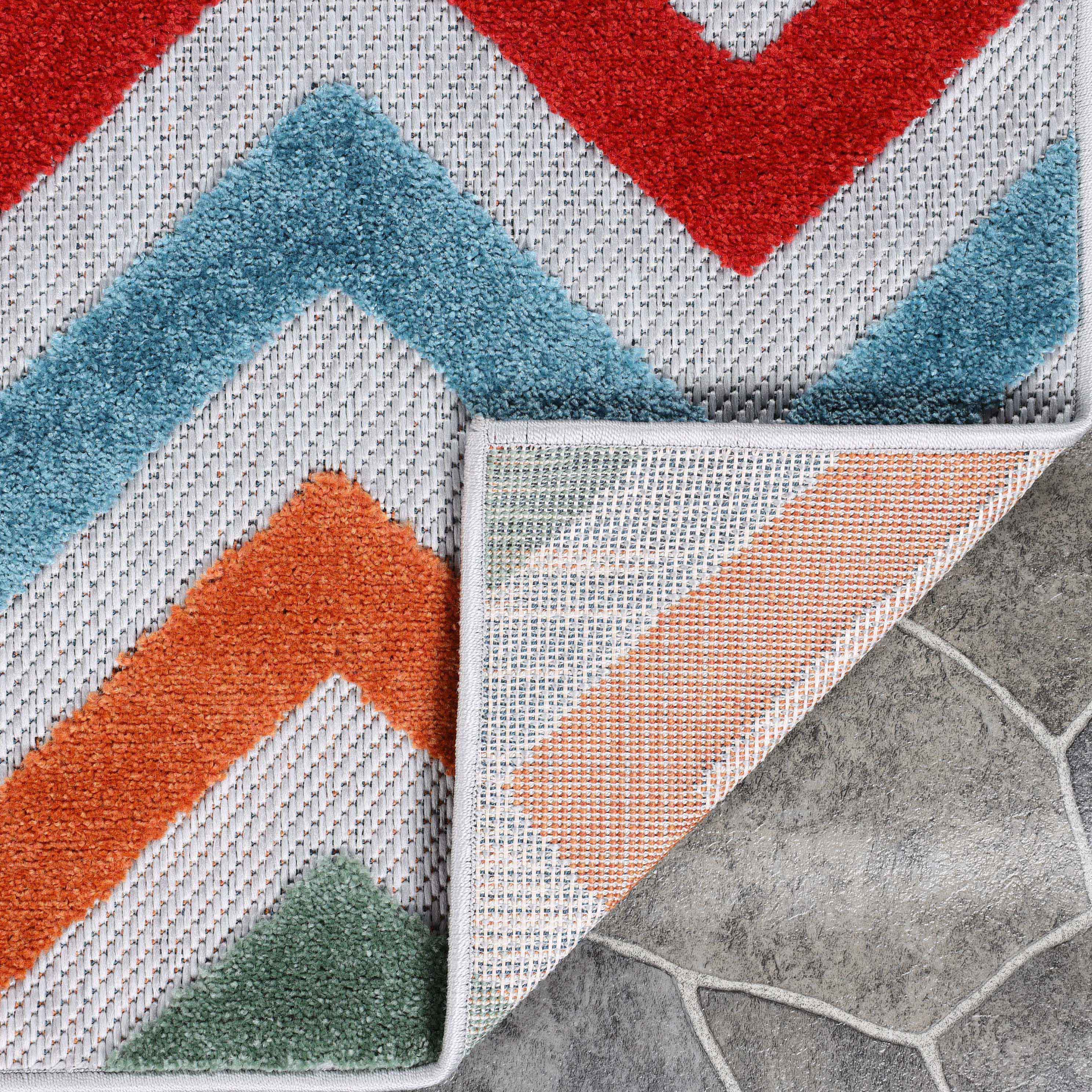 Chevron Zig Zag Geometric Modern Indoor Outdoor Area Rug - Non-Slip Soft Comfortable for Living Room, Bedroom, Patio & Office Decor