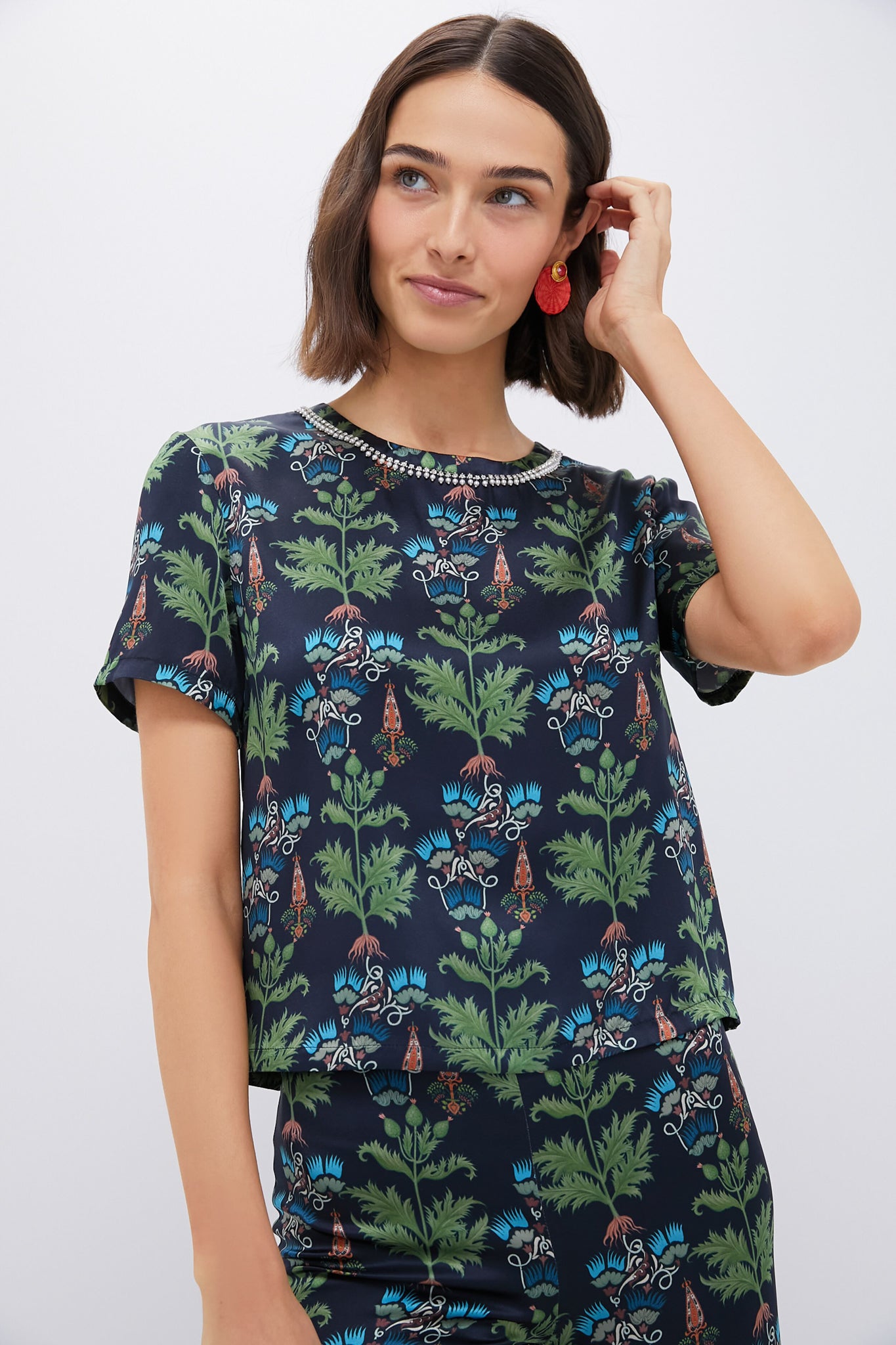 Blue Persian Botanic Gabrielle Top - Floral Print Women's Blouse for Casual & Party Wear | Perfect for Summer Outfits & Boho Style
