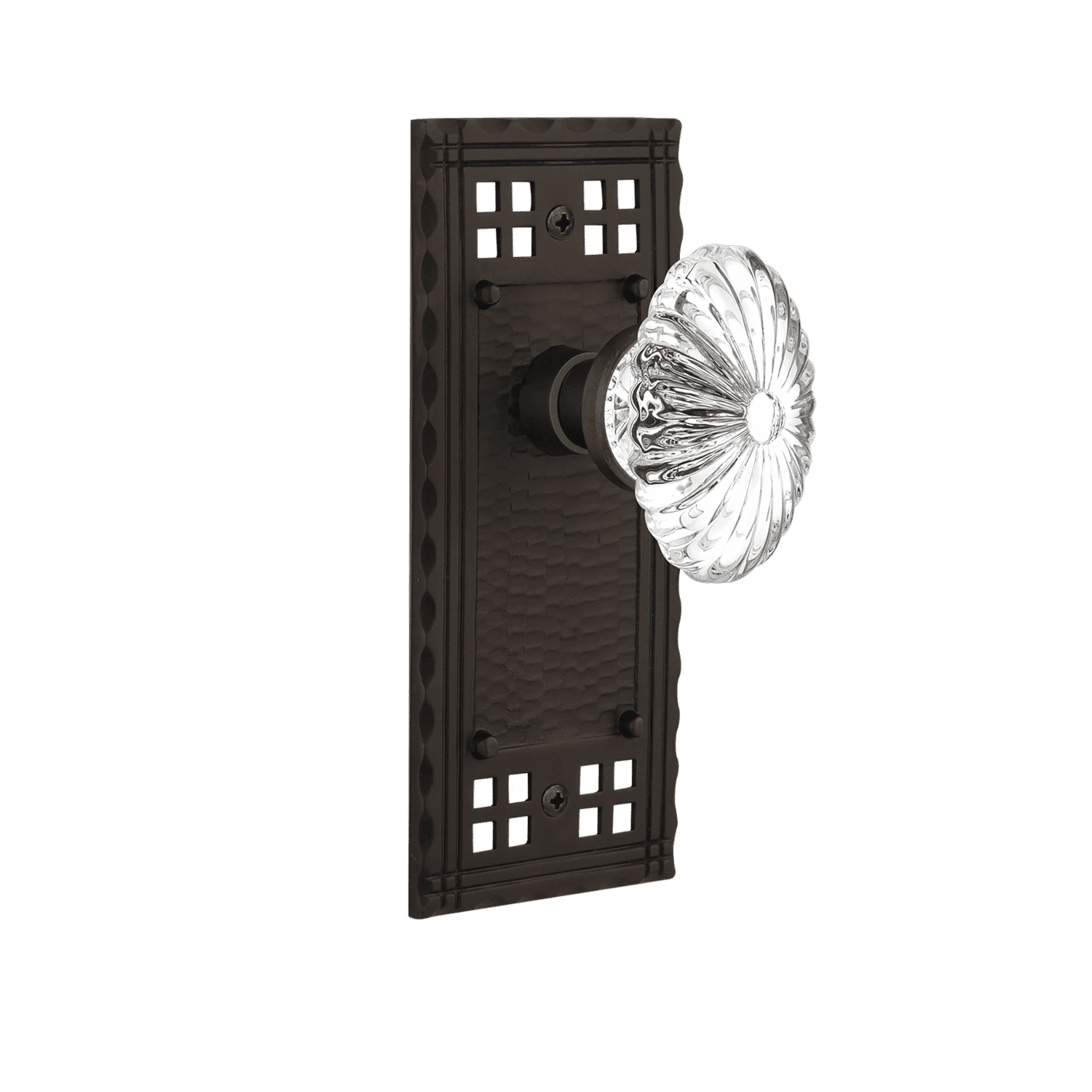 Craftsman Oil Rubbed Bronze Long Plate with Oval Fluted Crystal Knob - Cabinet Hardware for Kitchen, Bathroom & Furniture Drawer Pulls