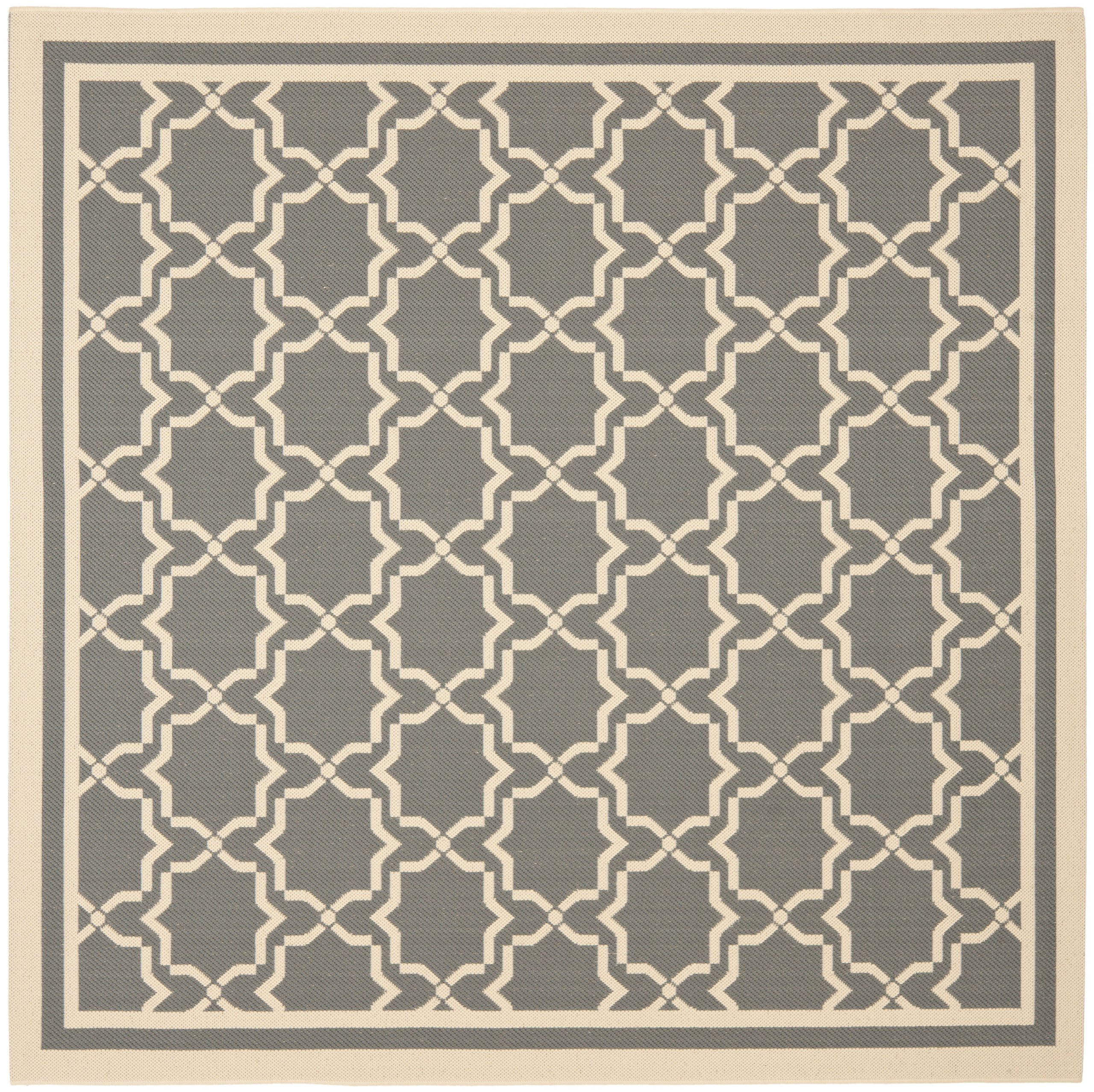 SAFAVIEH Courtyard Collection 7'1 Square Indoor/Outdoor Area Rug - Anthracite & Beige Non-Shedding Washable Rug for Patio, Backyard, Mudroom, Living Room & Bedroom (CY6916-246) - Perfect for Home Decor & High Traffic Areas