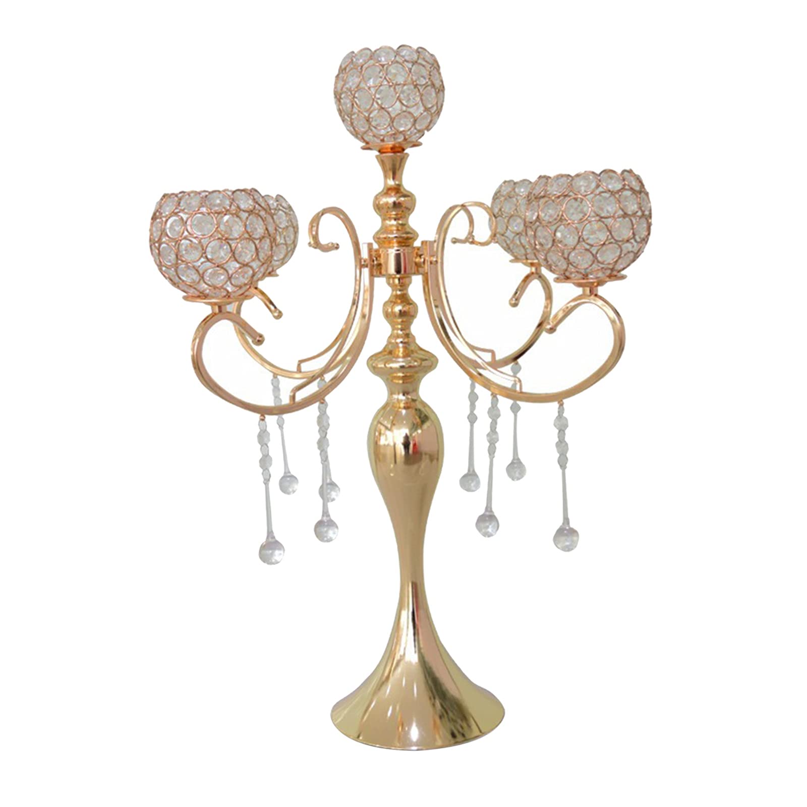 Elegant Iron Crystal Candlestick Holders - Vintage Wedding Banquet Table Decor for Home, Dining Room & Romantic Dinner Ambiance