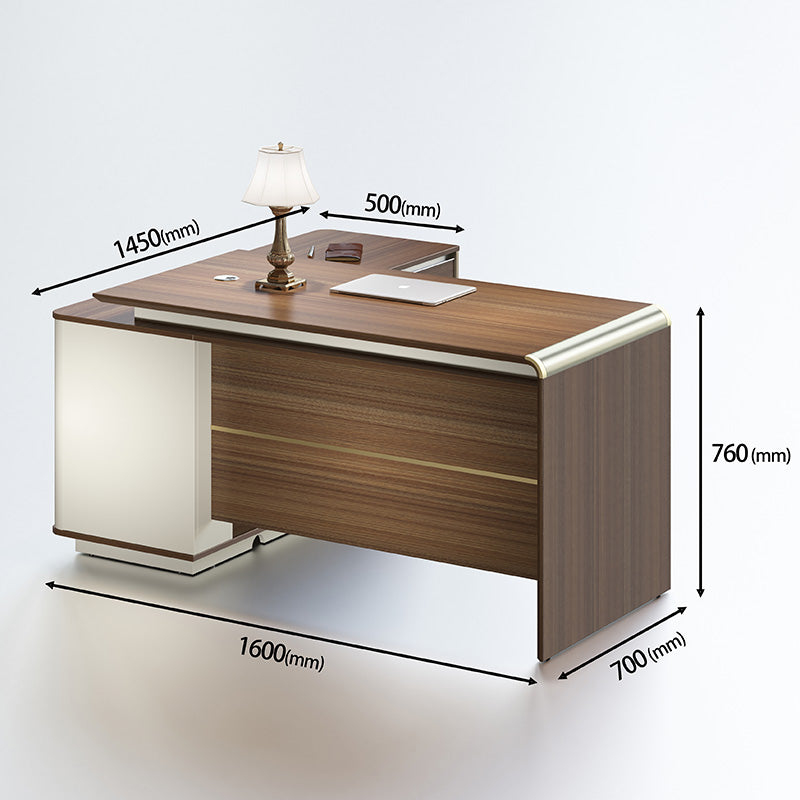 ANDERSON Executive Desk 1.6M Reversible - Hazelnut & Beige Office Desk with Storage | Modern Home Office Furniture for Professionals & Remote Work