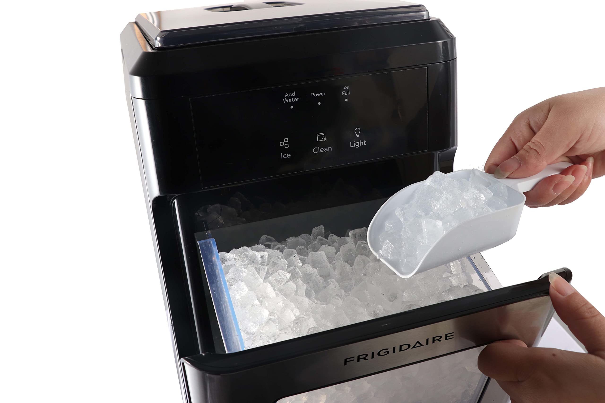 Frigidaire EFIC237 Black Stainless Countertop Nugget Ice Maker - 44lbs Daily Output, Perfect for Cocktails, Sodas & Home Use