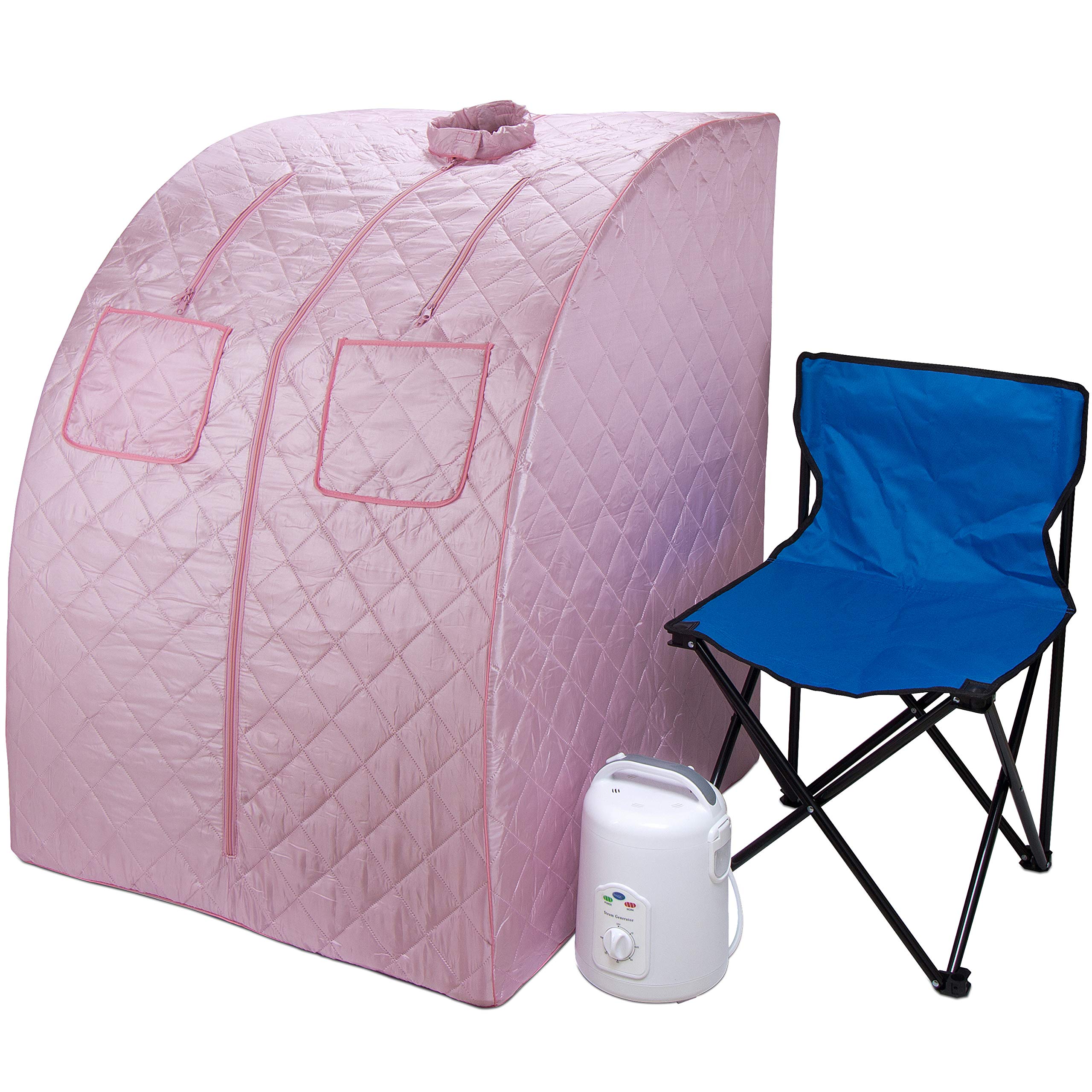 Durasage Oversized Portable Steam Sauna Spa for Relaxation at Home - 800W Steam Generator with 60-Min Timer & Included Chair - 1.5 Year Warranty (Light Pink) | Perfect for Home Spa, Detox, Weight Loss & Stress Relief