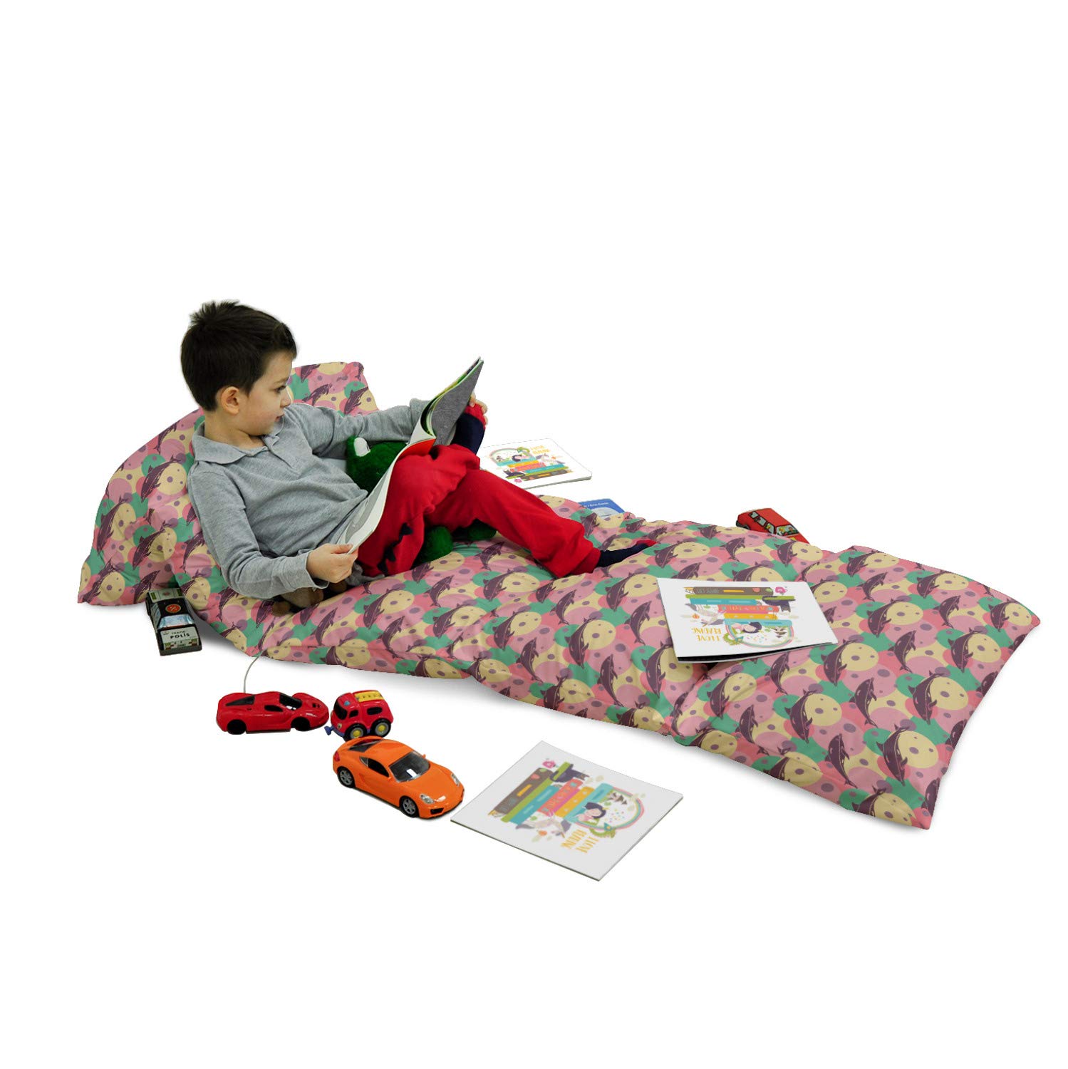 Ambesonne Waterproof Floor Pillow Cover - Dolphin & Ocean Bubbles Design, 88