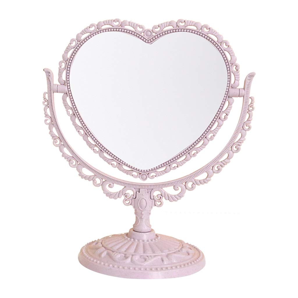 Retro Vanity Mirror with Stand - Pink Princess Love Shape Desk Mirror for Girls, Perfect Birthday Gift for Kids & Teens - Ideal for Bedroom, Dressing Table, and Makeup Station