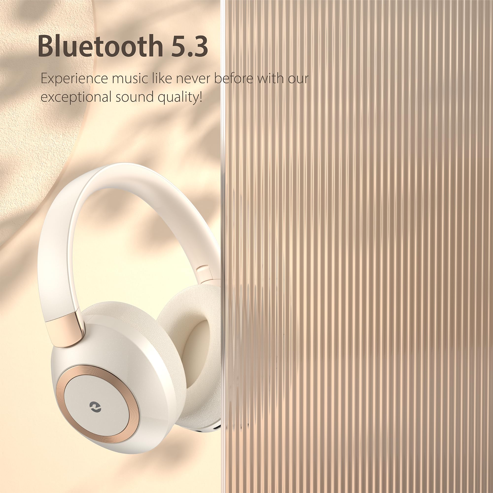 Wireless Bluetooth Headphones with Active Noise Cancelling, 100H Playtime, Deep Bass & Fast Charging - Over-Ear Headphones with Built-in Mic for Travel, Work & Gaming