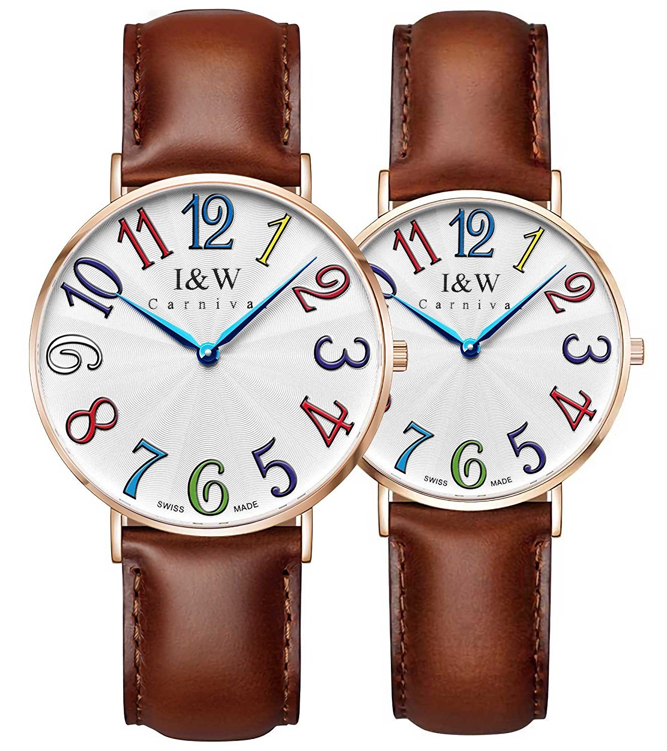 Stylish Rose Gold Ultrathin Leather Band Swiss Quartz Watch Set for Men & Women - Perfect Couple's Gift for Anniversaries, Weddings & Date Nights