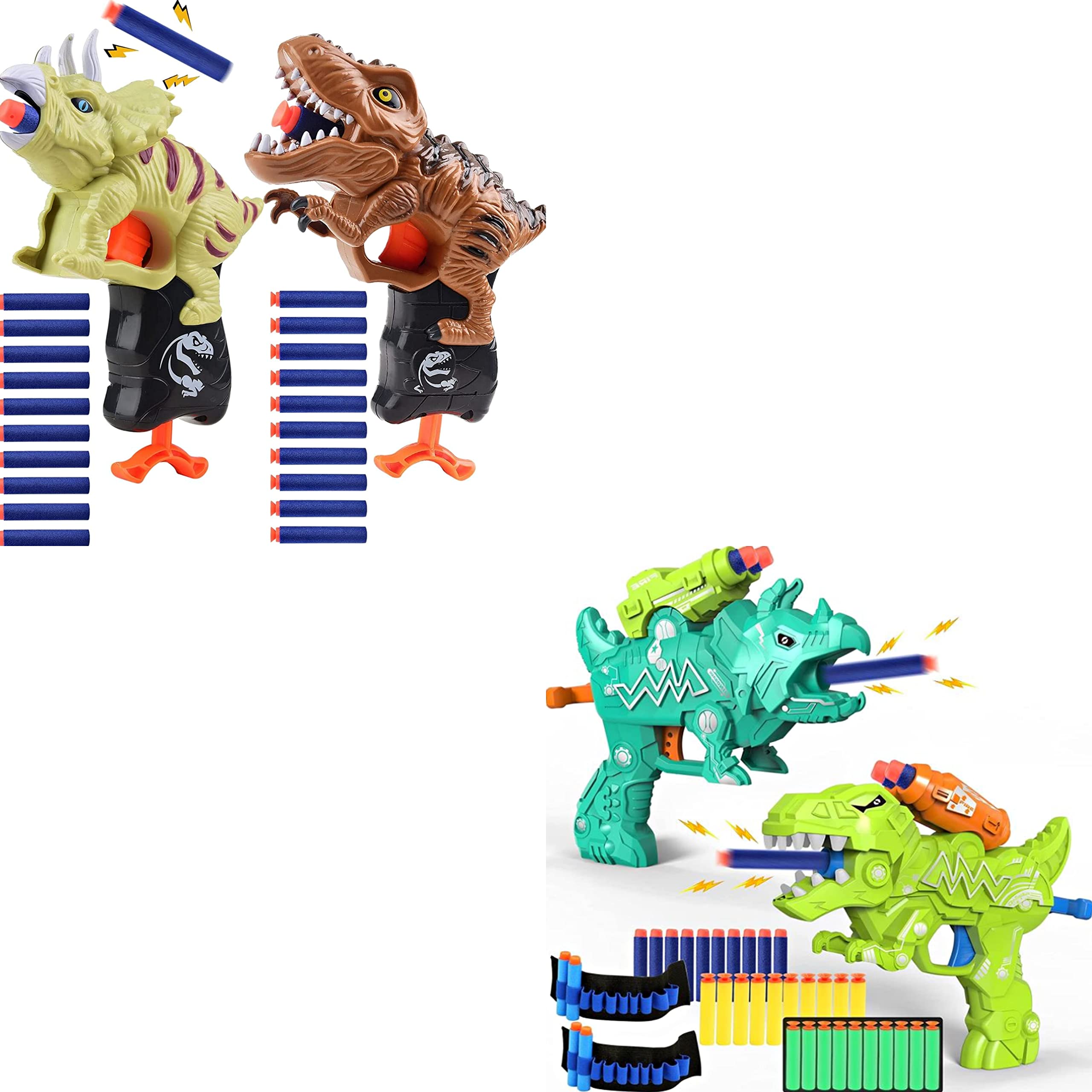 Dinosaur Foam Blaster Gun Toy Set for Kids - 2 Pack Fun Foam Shooting Toy for Boys & Girls Ages 3-6 | Perfect Birthday Gift, Party Favor & Christmas Present | Outdoor Play, Backyard Games & Dino-Themed Parties