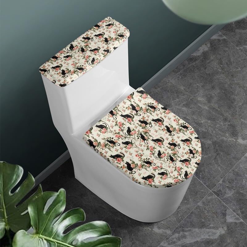 Black Cat Ditsy Floral