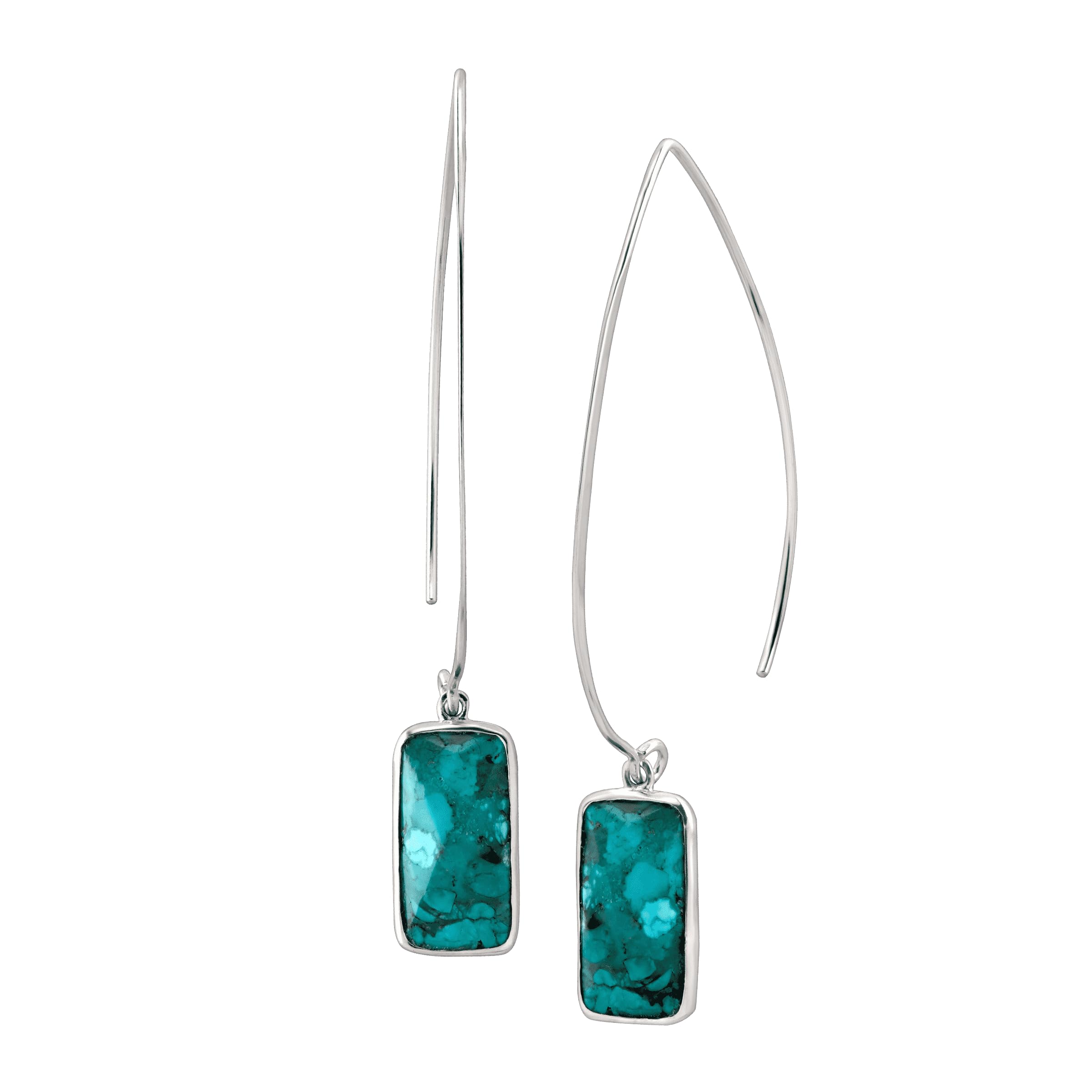 Silpada 'Oasis' Sterling Silver Compressed Turquoise Drop Earrings | Handmade Boho Jewelry for Women | Perfect for Weddings, Parties & Everyday Wear