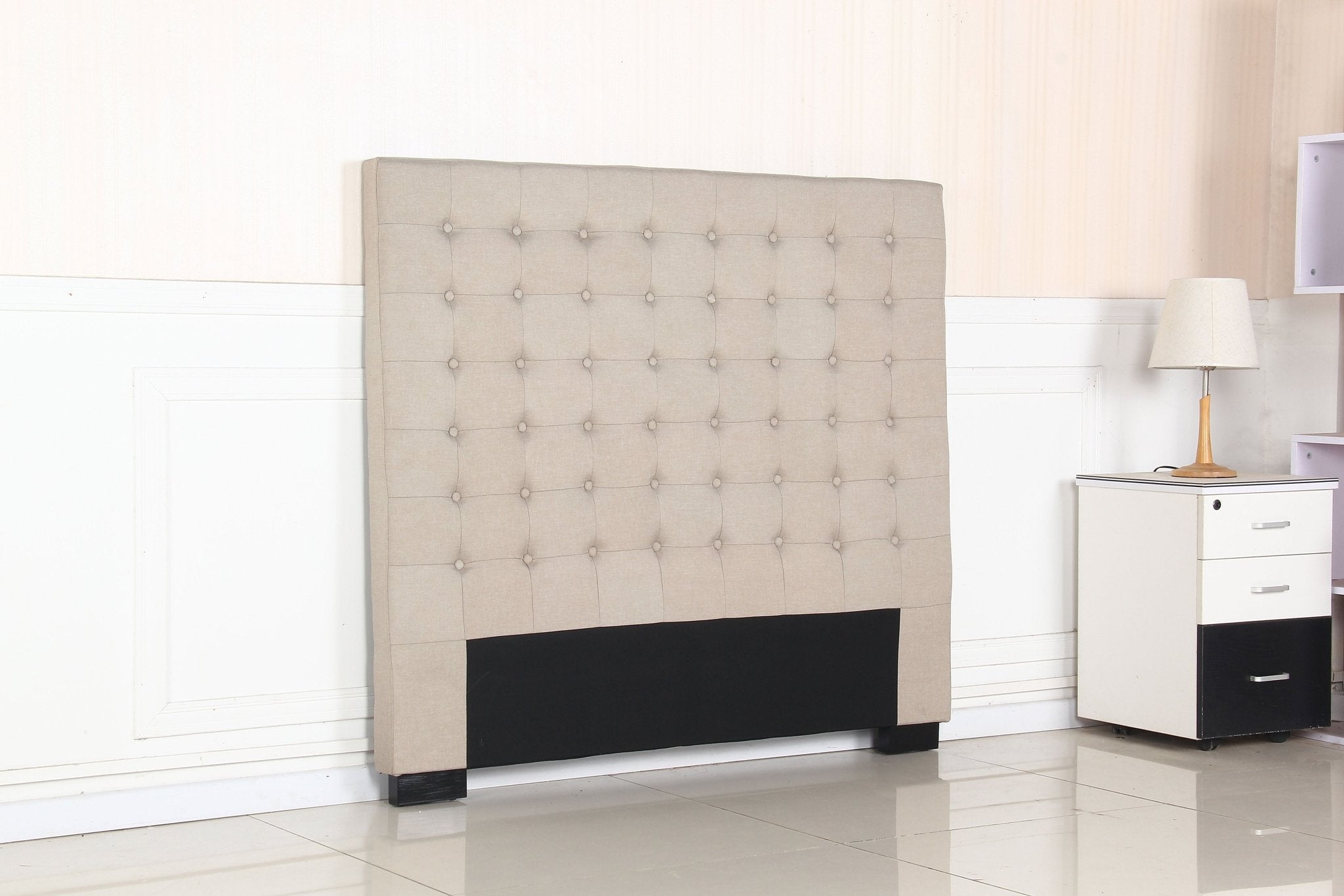 Double Size Cilantro Headboard in Beige - Modern Upholstered Bed Frame Headboard for Bedroom Decor, Master Bedroom or Guest Room Upgrade