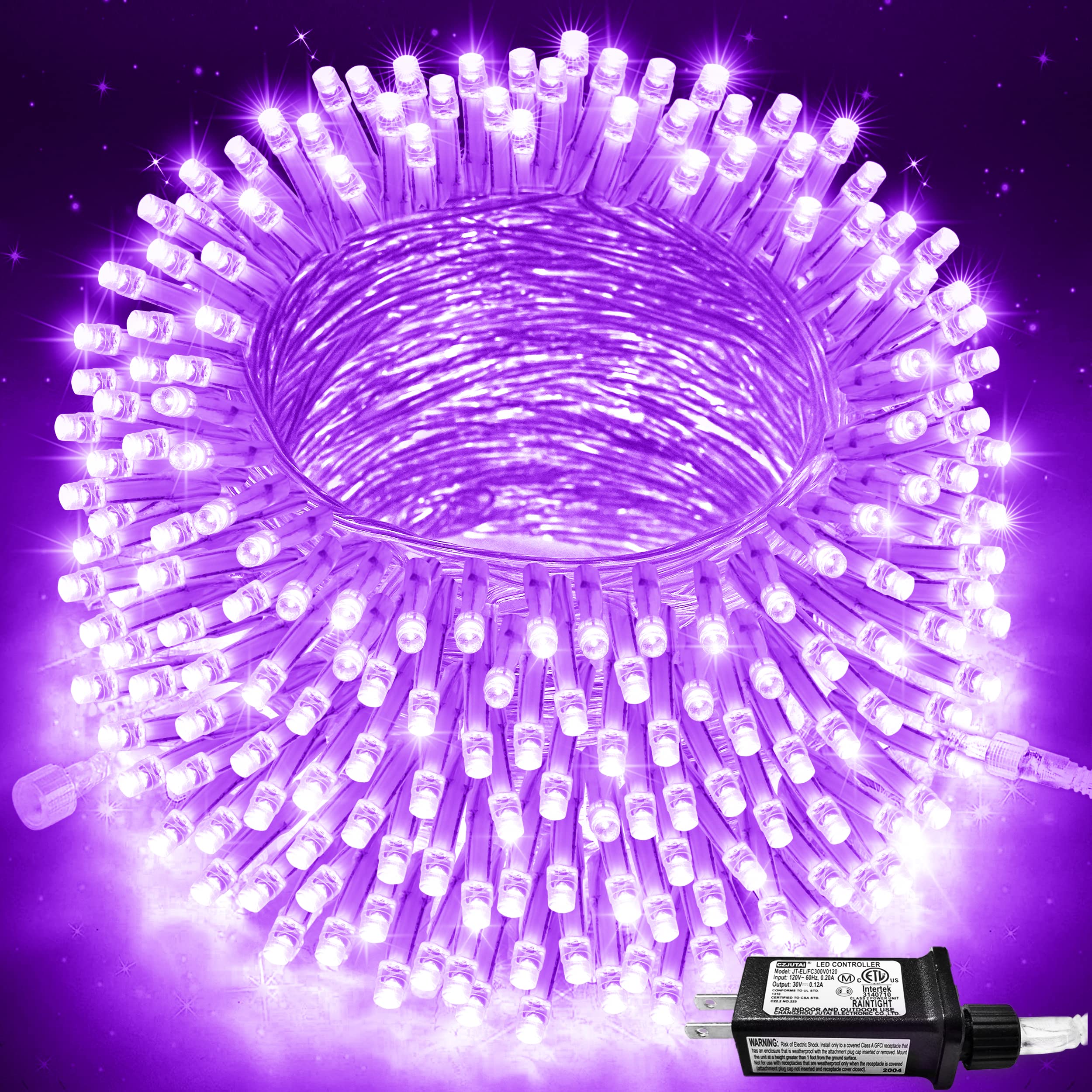 JMEXSUSS 250 LED Purple String Lights 91.5ft - Connectable Waterproof Fairy Lights with 8 Modes for Indoor Outdoor Christmas Decorations - Perfect for Bedroom, Party, Tree, Wedding, Garden and Holiday Decor