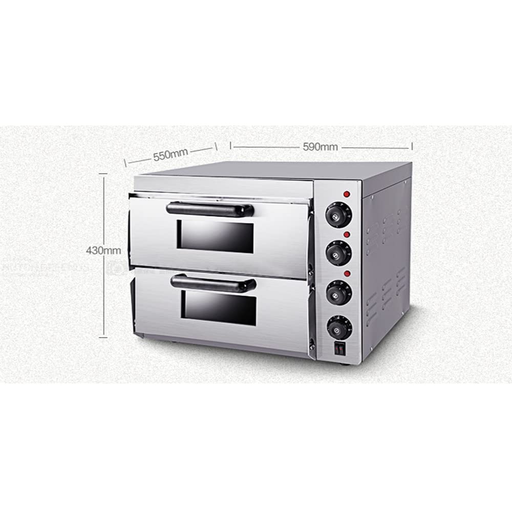 Commercial Double Layer Electric Pizza Oven - Stainless Steel Countertop Pizza Maker with Stone Baking Rack - Multifunctional Indoor Oven for Restaurant, Home, Bakery - Perfect for Pizza, Pretzel, Bread & Pastry Baking