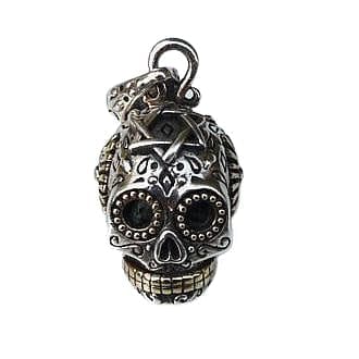 Sterling Silver Brass Sugar Skull Steampunk Pendant Necklace - Gothic Jewelry for Women - Perfect for Halloween, Day of the Dead, Cosplay & Alternative Fashion