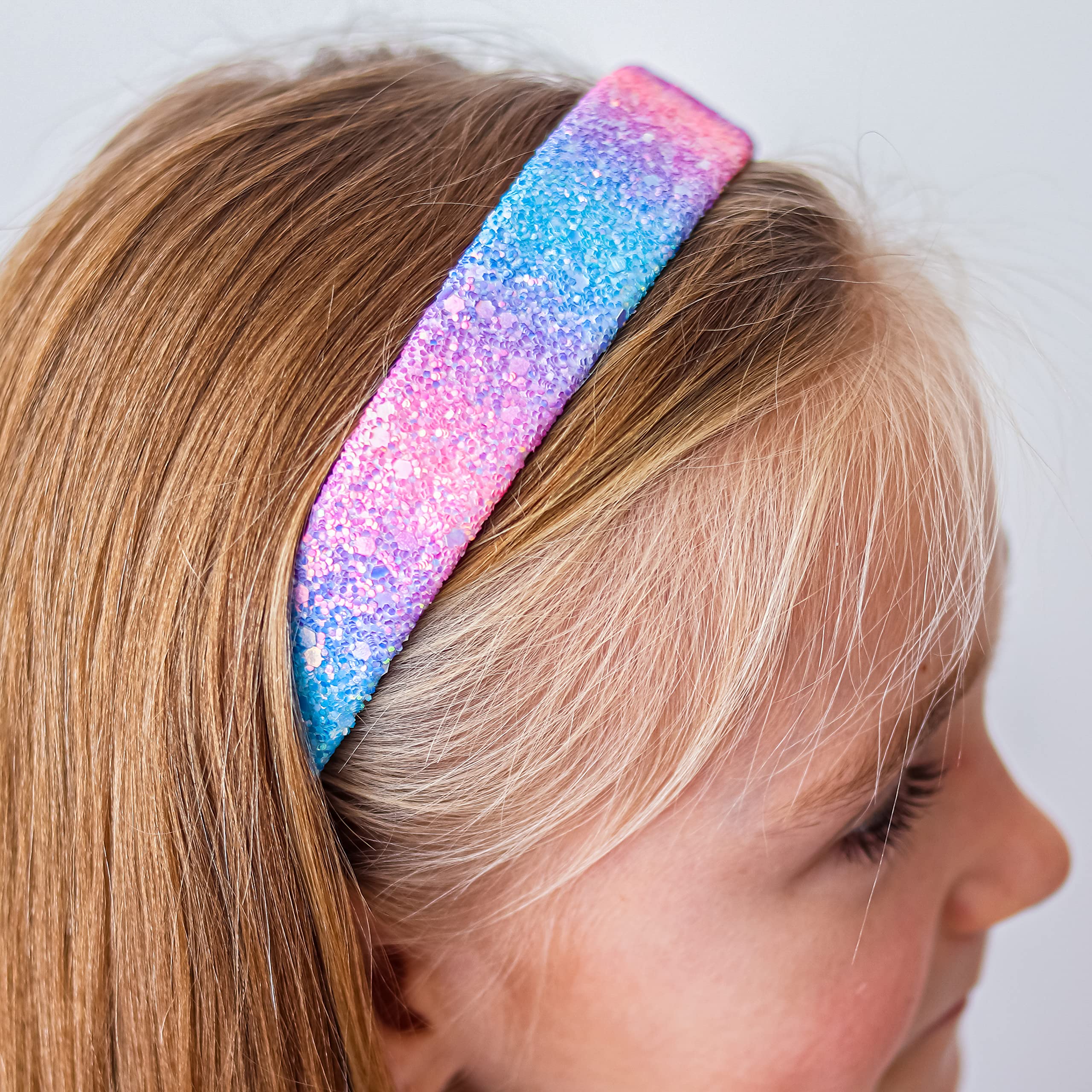 Sparkly Rainbow Headbands for Girls - No Shed Glitter Hair Accessories for Toddlers & Kids | Cute Alice Hairbands for Easter, Birthday Parties & Dress Up Play