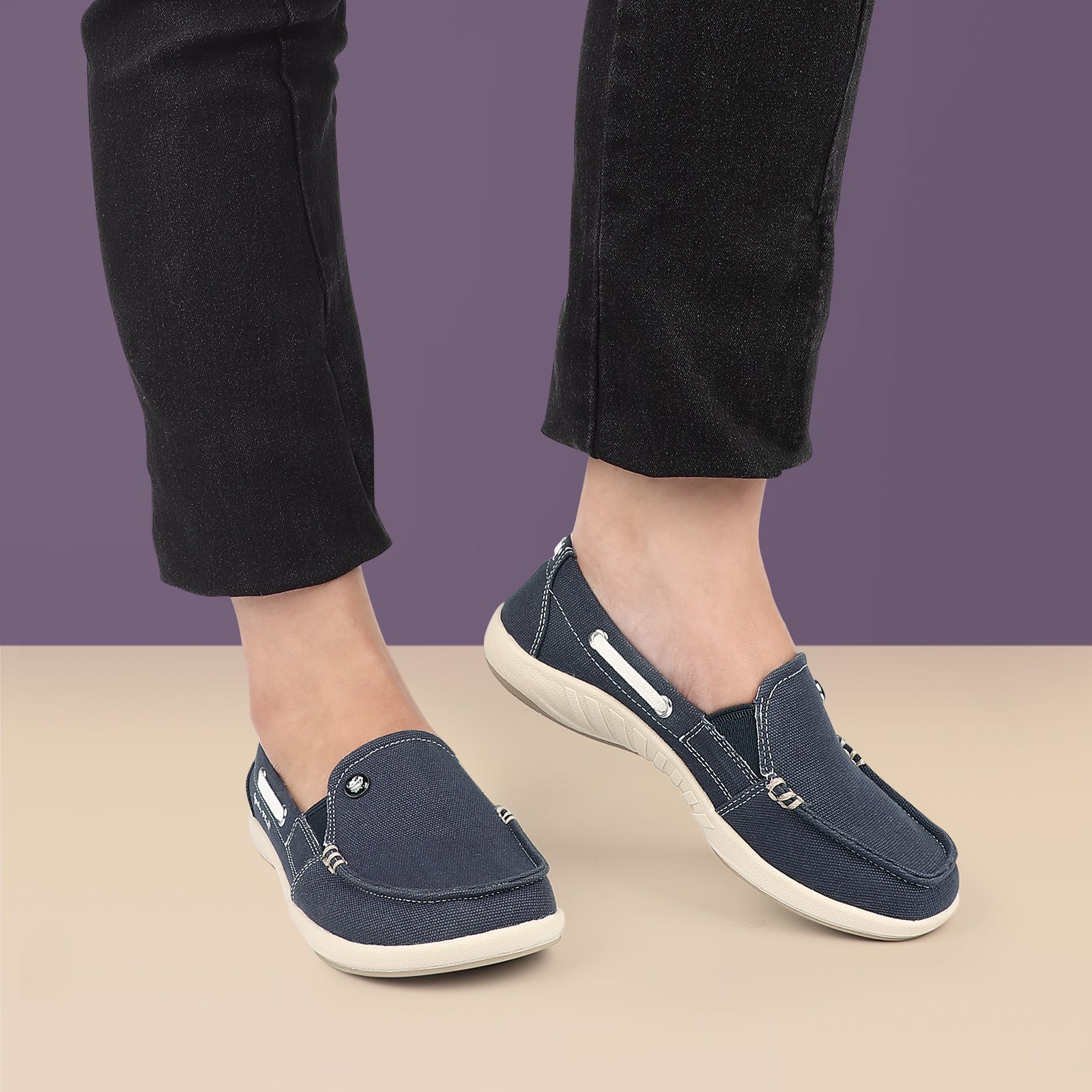 Women's Comfortable Canvas Loafer Shoes - Casual Slip-On Flats for Walking, Work & Travel - Breathable & Lightweight Everyday Shoes
