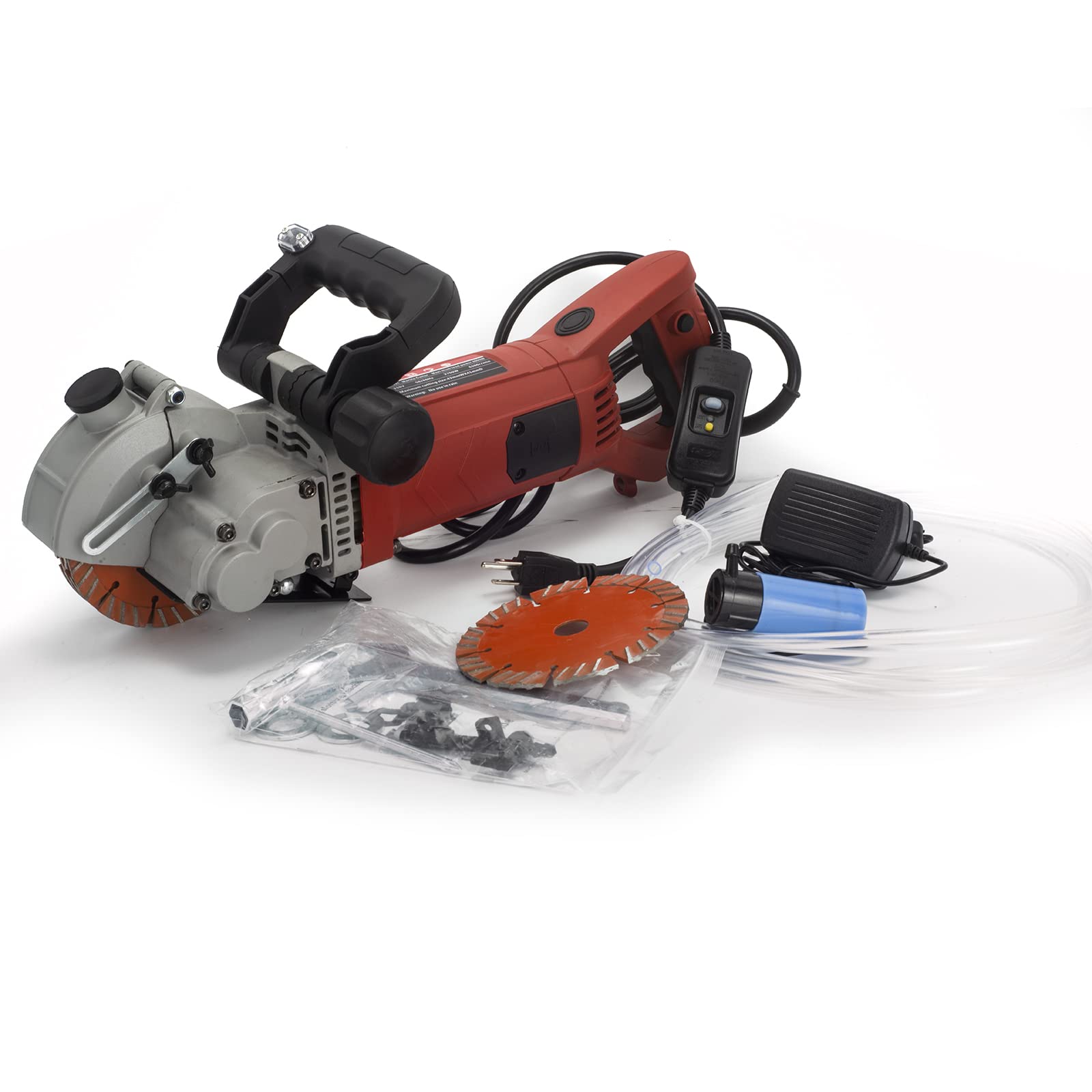 110V Red Wall Grooving Machine - Concrete & Marble Channel Cutter for Slotting & Grooving - Perfect for DIY Home Renovation, Construction & Tile Installation Projects