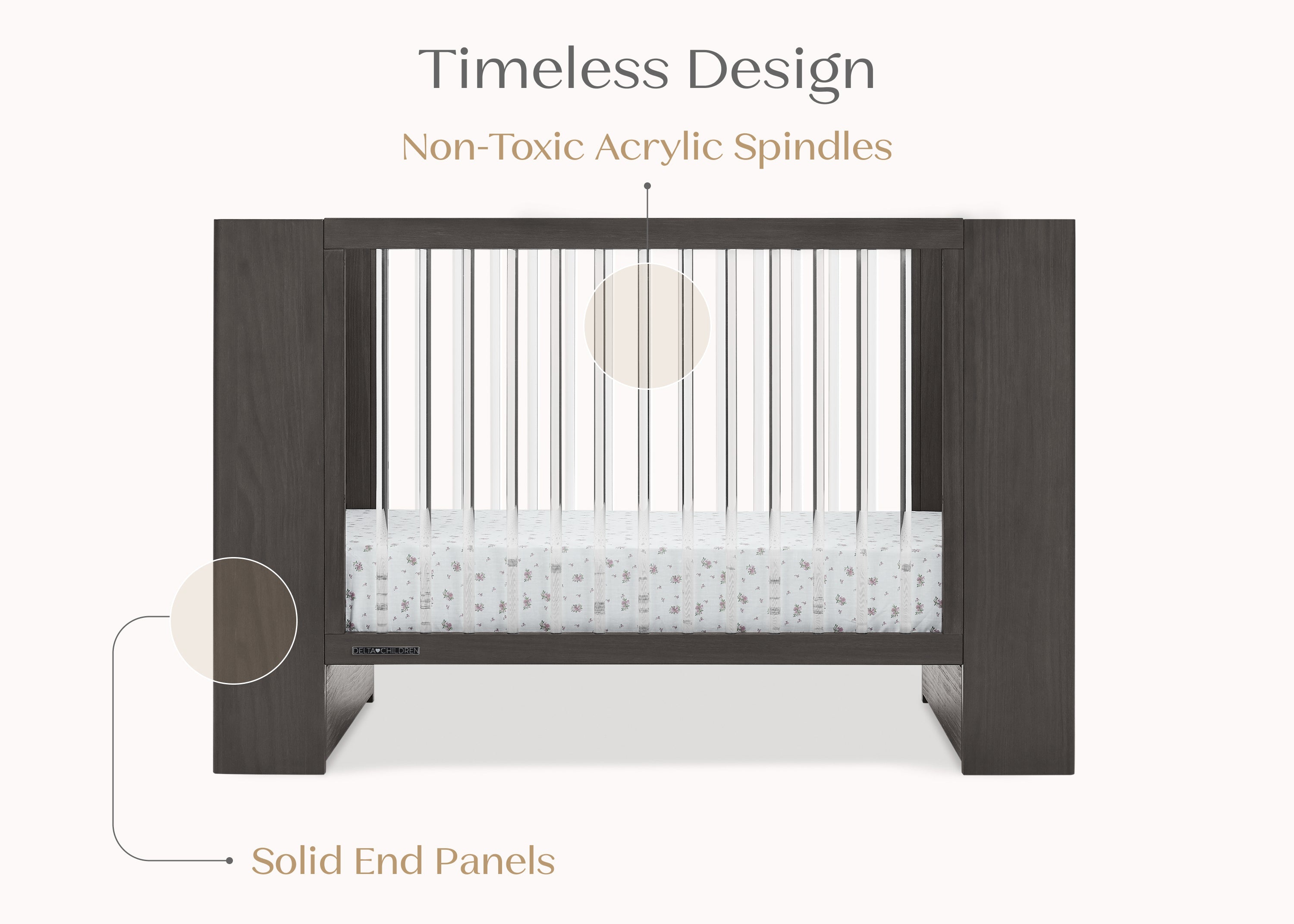 Aerin 4-in-1 Convertible Baby Crib - Toddler Bed, Daybed & Full-Size Bed | Safe & Stylish Nursery Furniture for Newborns to Teens | Perfect for Baby Rooms, Daycare Centers & Guest Bedrooms