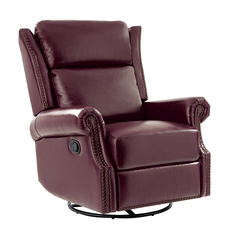 Martina Genuine Leather Manual Swivel Glider Recliner Chair - Comfortable Living Room Seating for Relaxing, Reading & Nursing