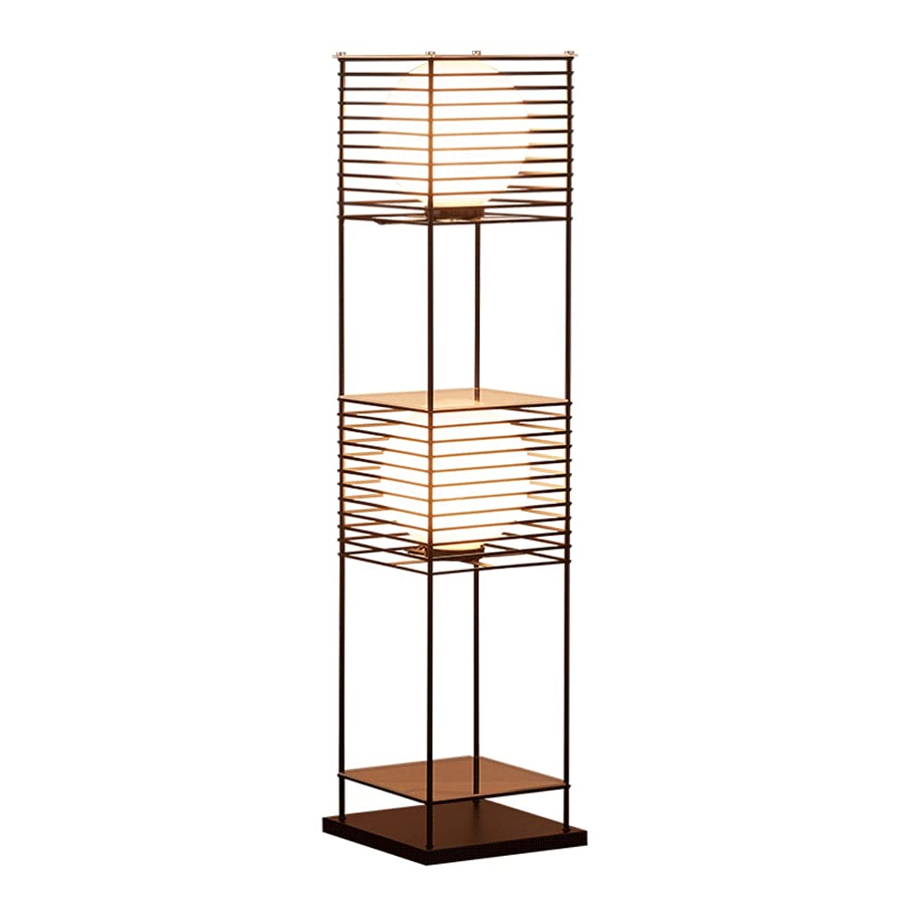 Modern Square Floor Lamp with Shelves - PMMA High Light Transmittance Lampshade, 12W Standing Corner Display Light for Living Room, Bedroom & Office Indoor Lighting