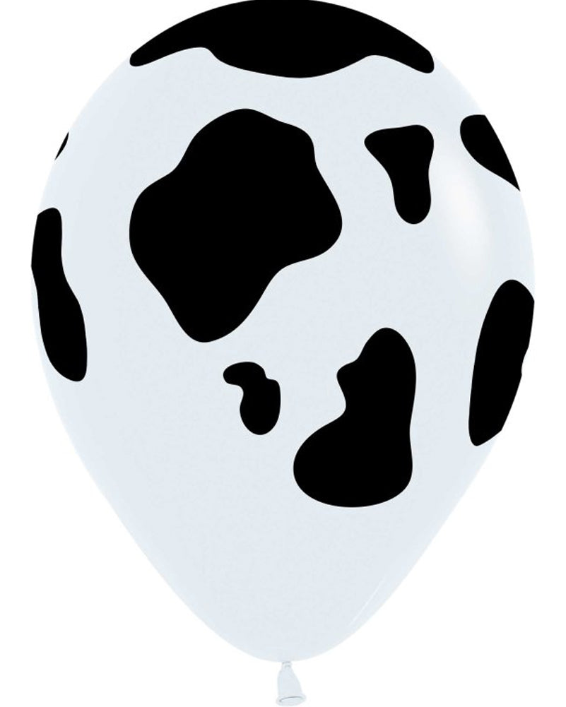 30cm Cow Print White Latex Balloons - Pack of 25 for Birthday Parties, Baby Showers & Farm Theme Decorations