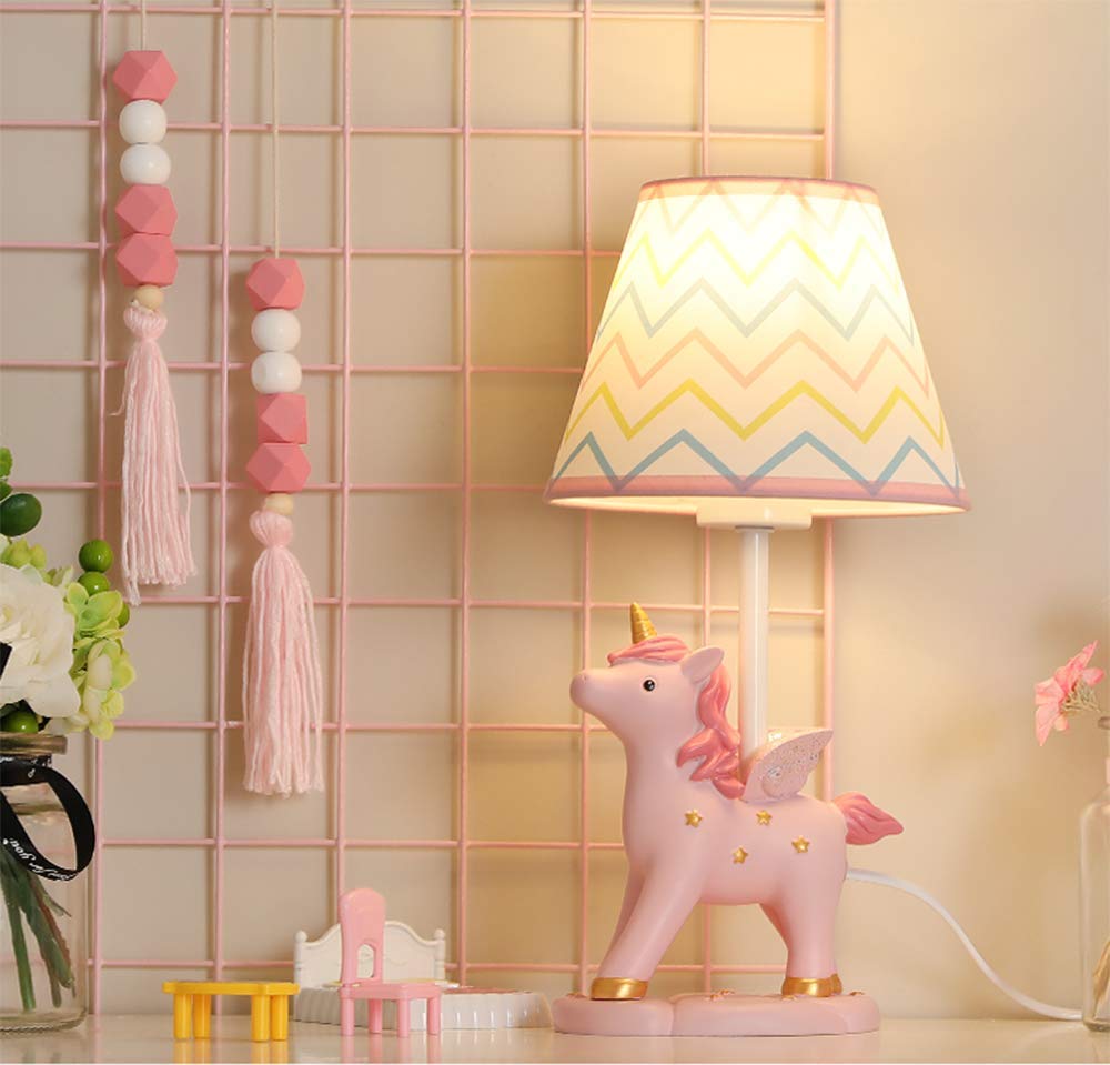 Modern Unicorn Resin LED Table Lamp - Pink Animal Night Light for Girls Bedroom, Kids Room & Office - Plug-in Cord, Perfect for Reading, Study & Decor