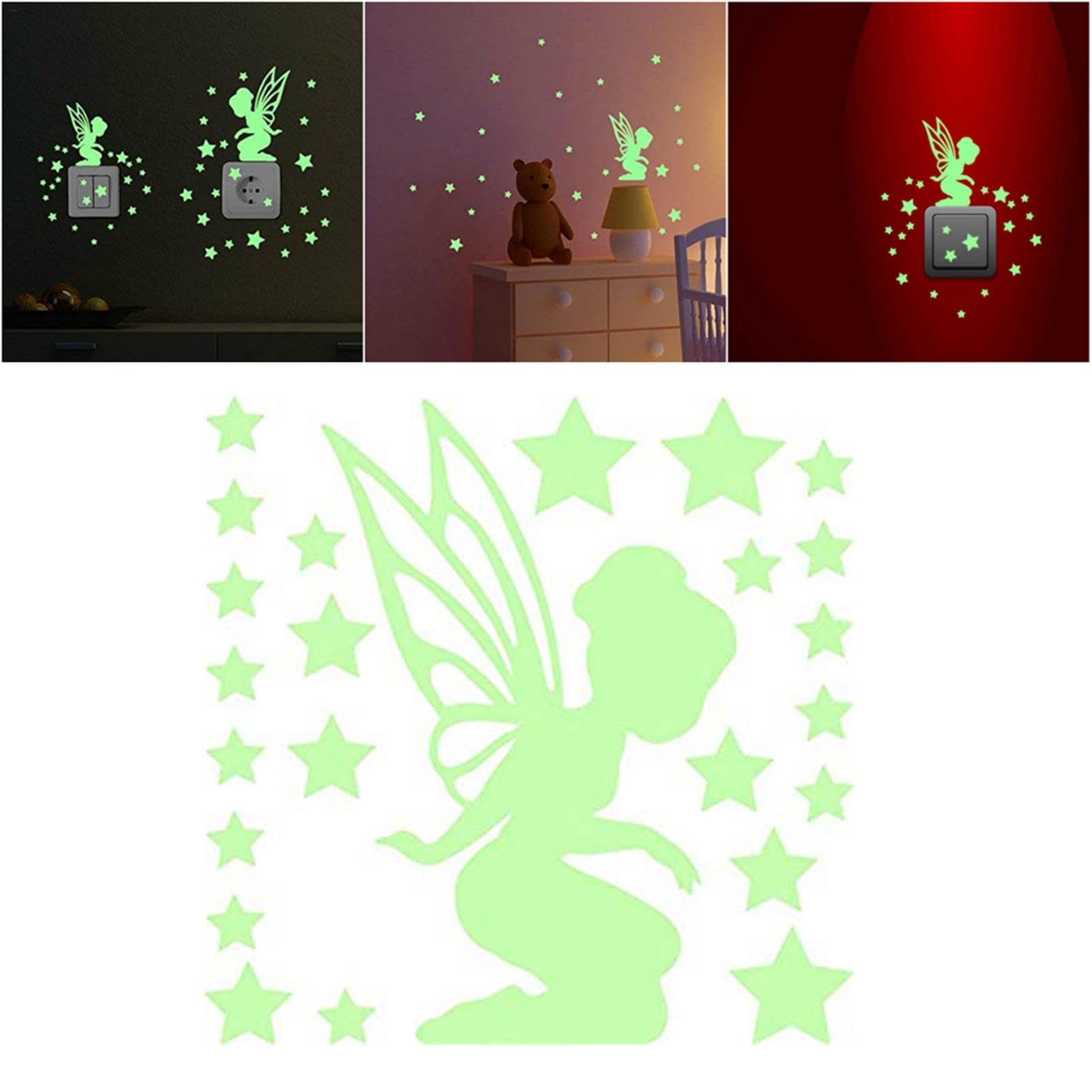 Glowing Fairy Wall Decals - Removable Nursery Decor for Kids Bedroom & Ceiling
