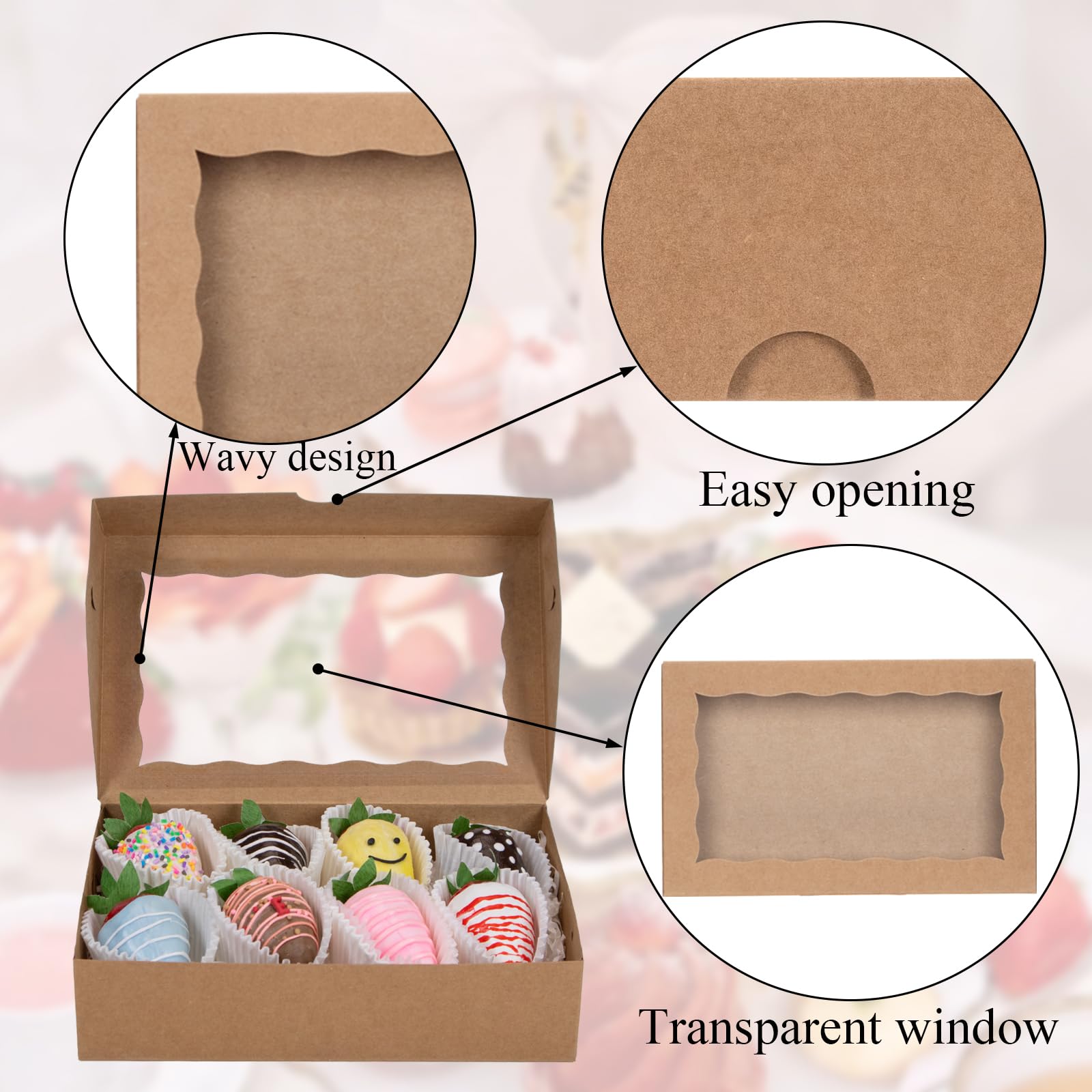 SLShePack 20PCS 8x5x2 Inch Clear Window Bakery Cookie Boxes - Perfect for Cakesicles, Chocolate Truffles, Chocolate Covered Strawberries, Pretzels & More | Ideal for Bakeries, Dessert Shops & Gift Packaging
