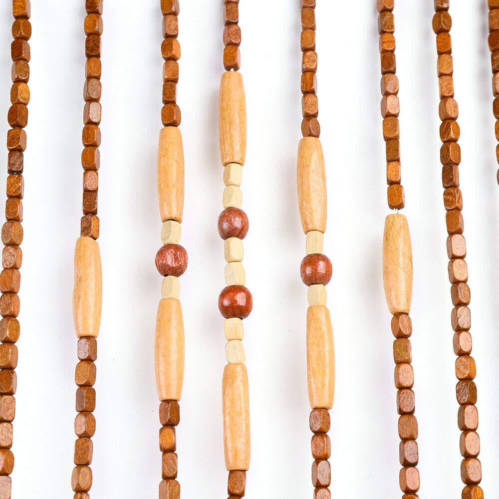 Gdrasuya10 Natural Wooden Beaded Curtain - 32 Lines Handmade Wood Bead Room Divider for Porch, Bedroom & Living Room | Boho Home Decor, Doorway Partition, Window Screen & Privacy Screen
