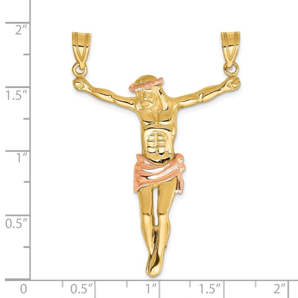 14K Two-Tone Gold Rose Pendant Necklace for Women - Elegant Religious Corpus Christi Jewelry Gift for Her - Perfect for Church, Weddings & Special Occasions